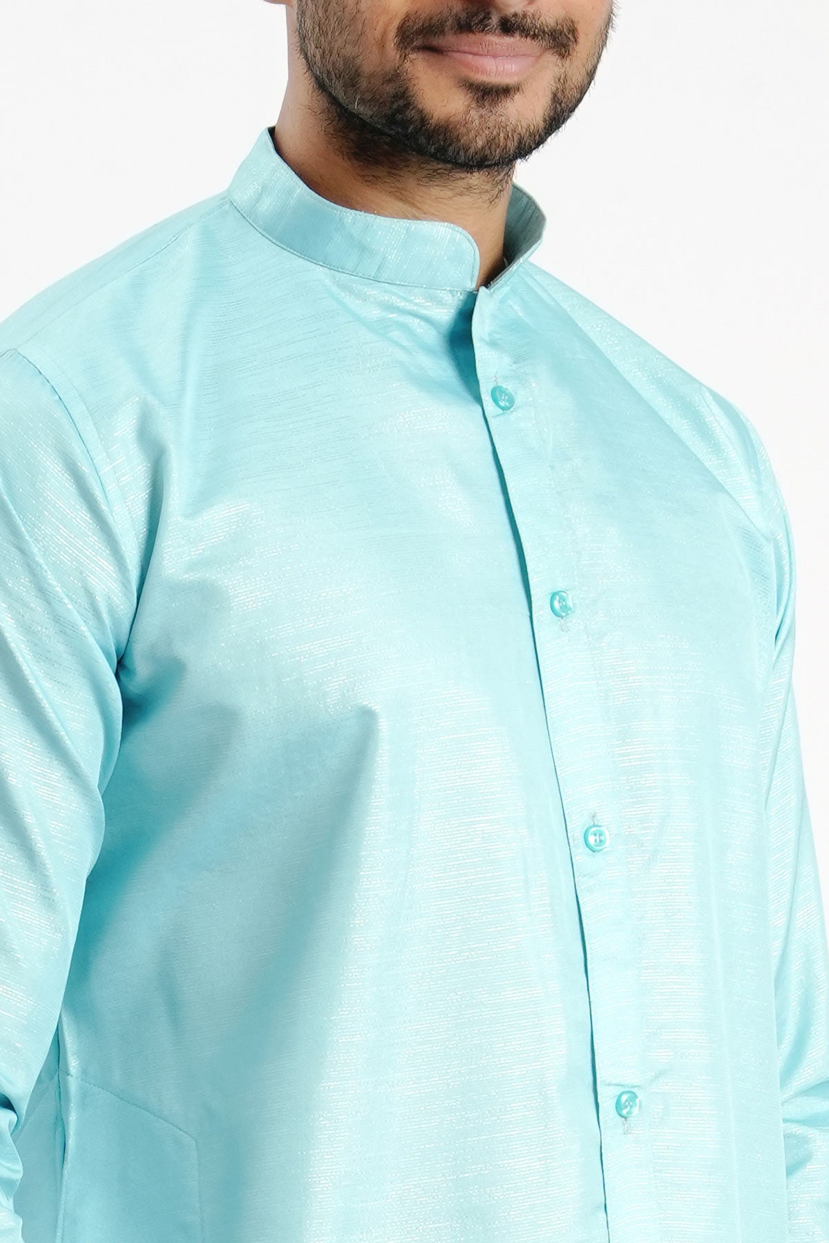 Sky Blue Cotton Zari Work Kurta
