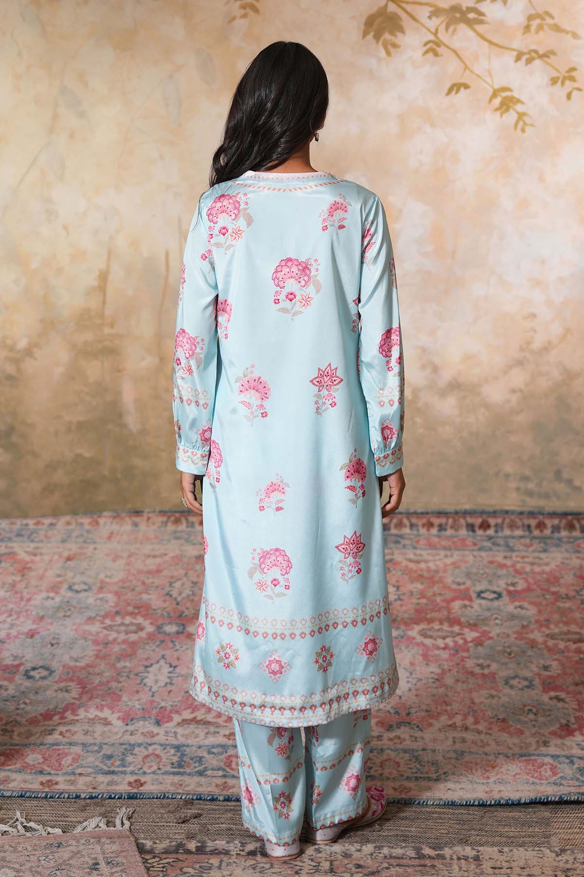 Sky Blue Crepe Silk Kurta Set