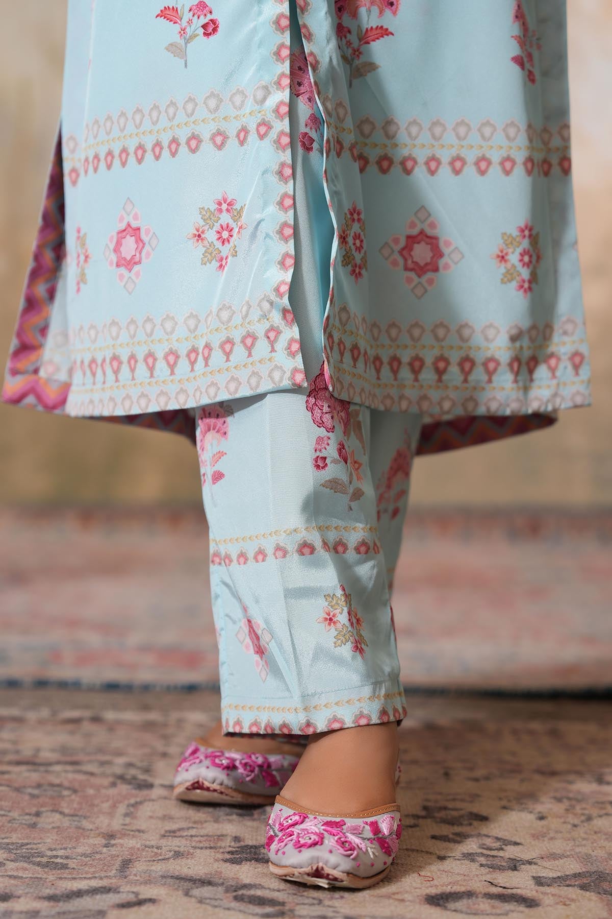 Sky Blue Crepe Silk Kurta Set