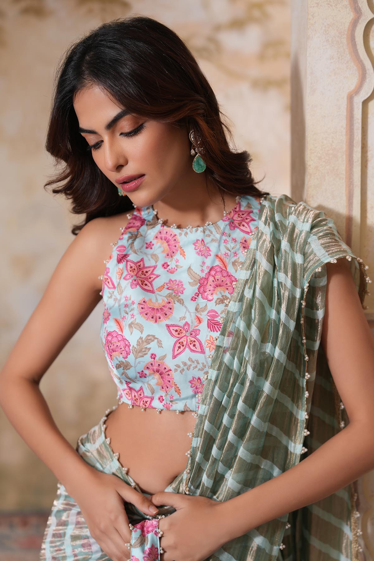 Sky Blue Gota Saree & Blouse