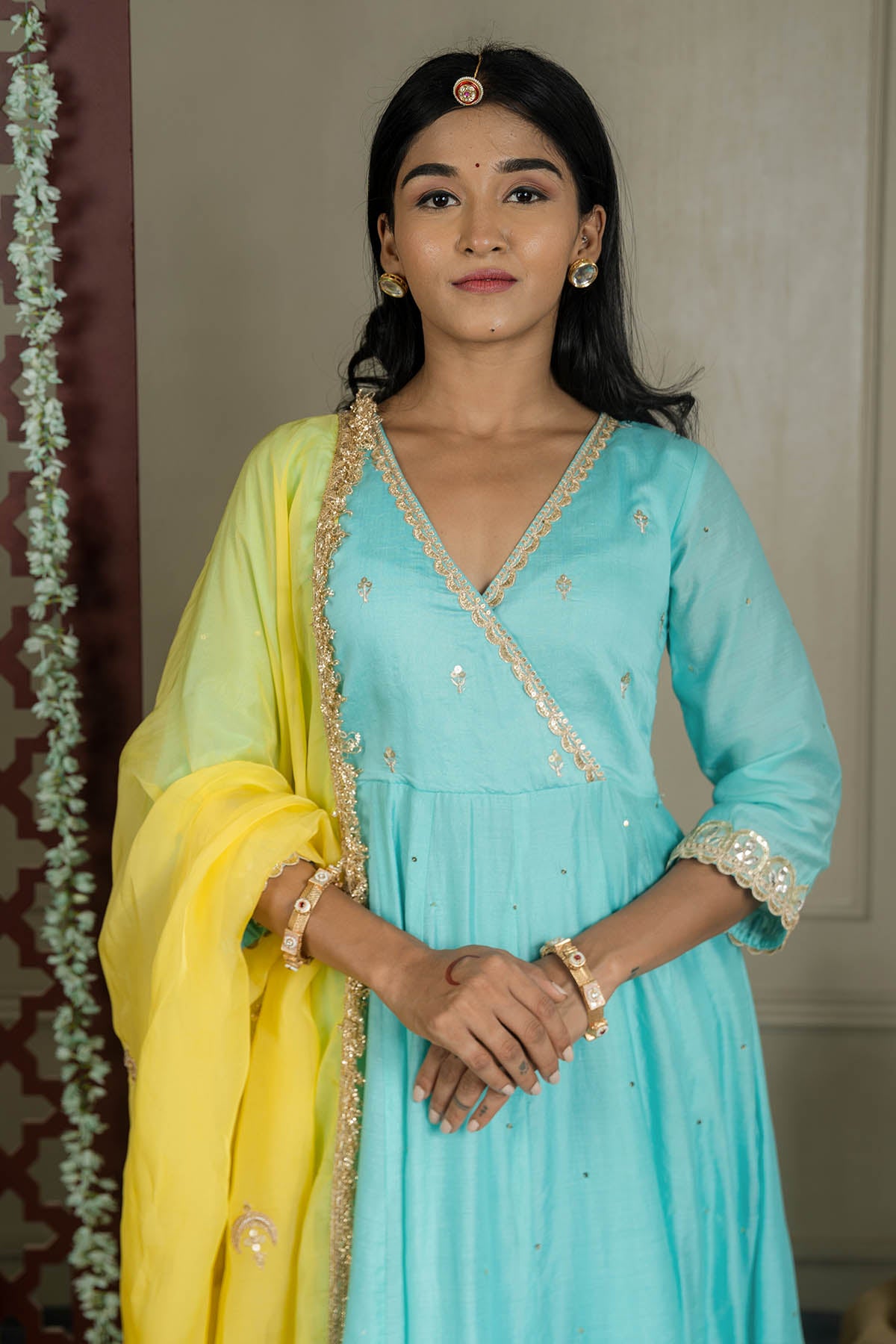 Sky Blue Gotawork Anarkali Set