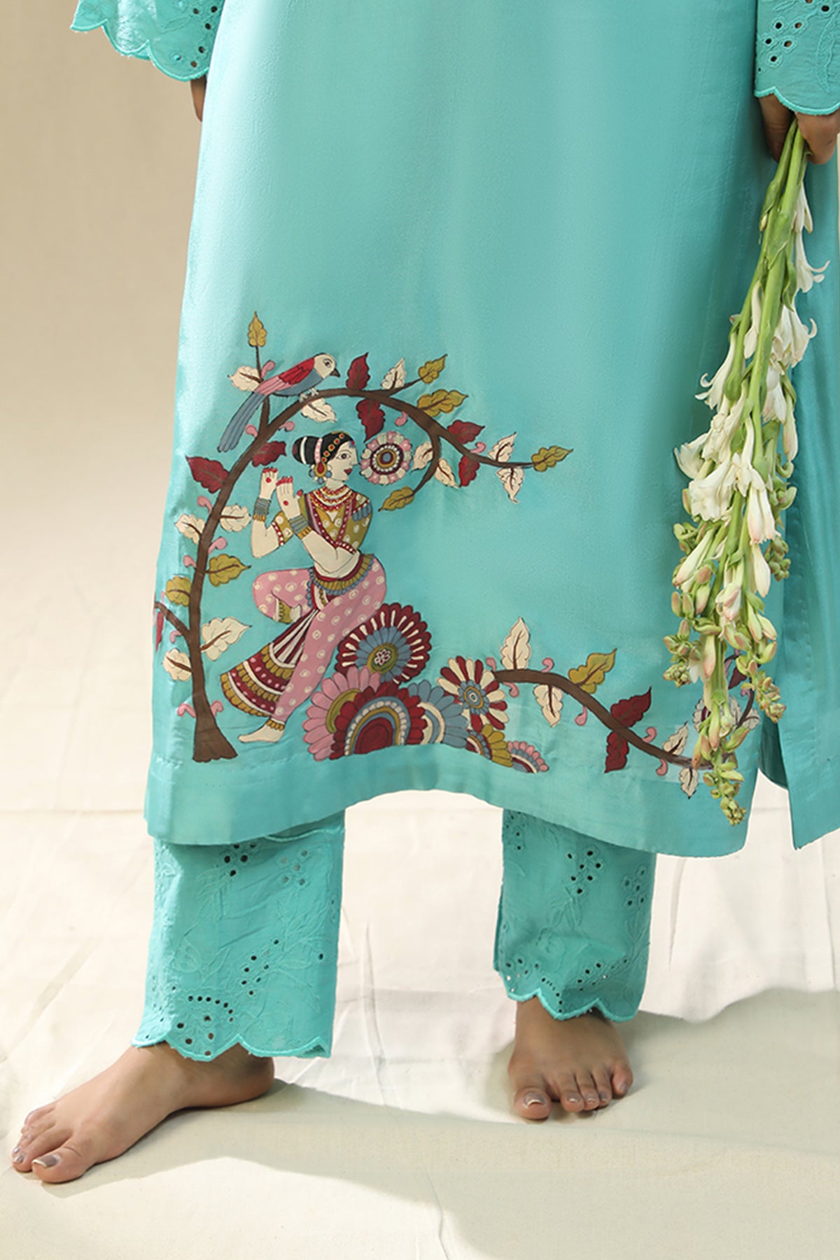 Sky Blue Handpainted Kurta Set