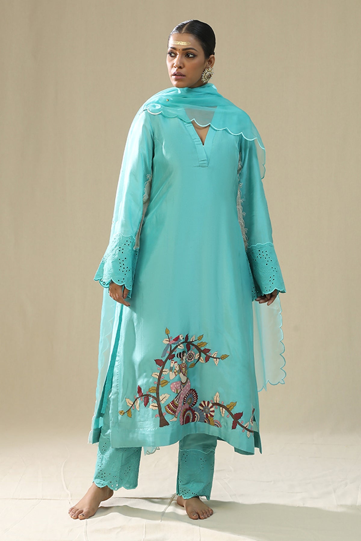 Buy Sky Blue Handpainted Kurta Set by Arpita Sulakshana for women online at ScrollnShops