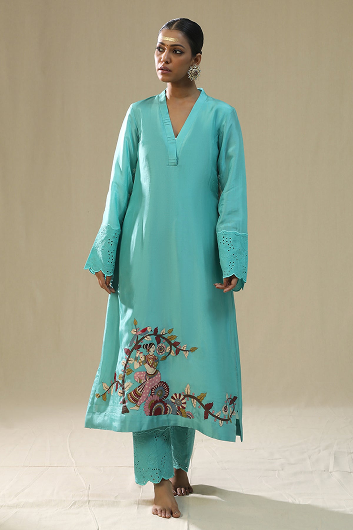 Sky Blue Handpainted Kurta Set