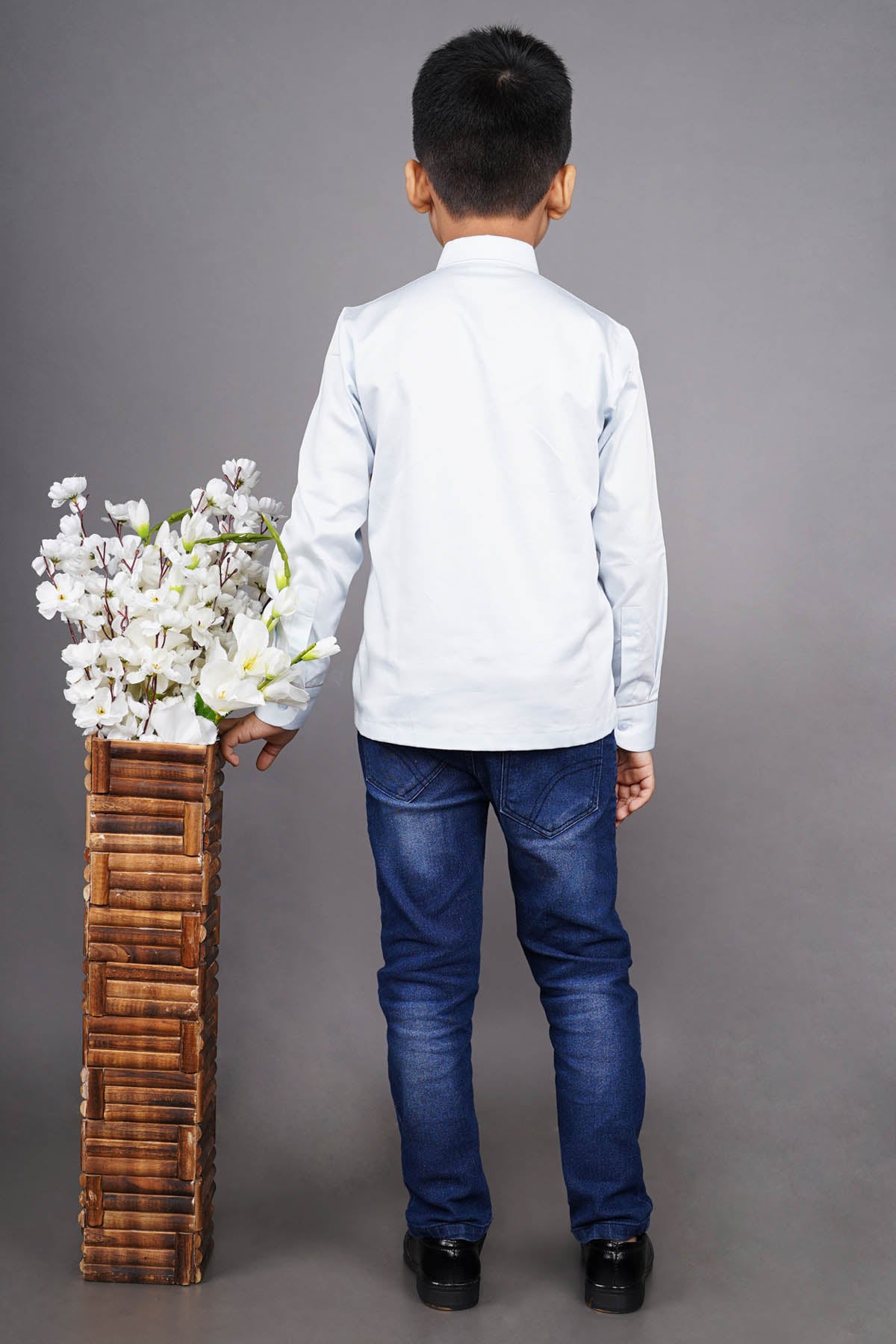 Sky Blue Lion Embroidered Shirt