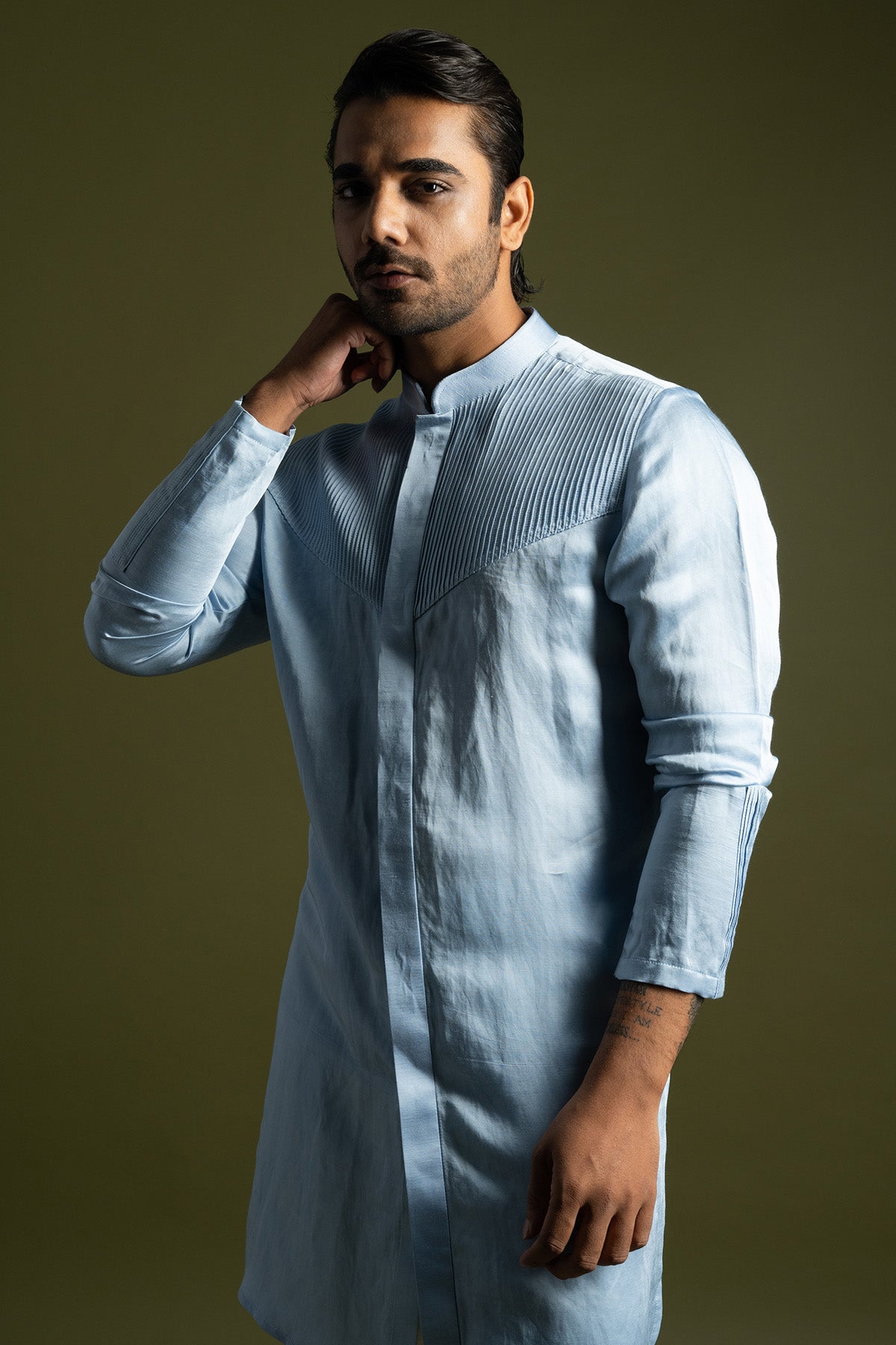 Sky Blue Pintucks Kurta & Pants