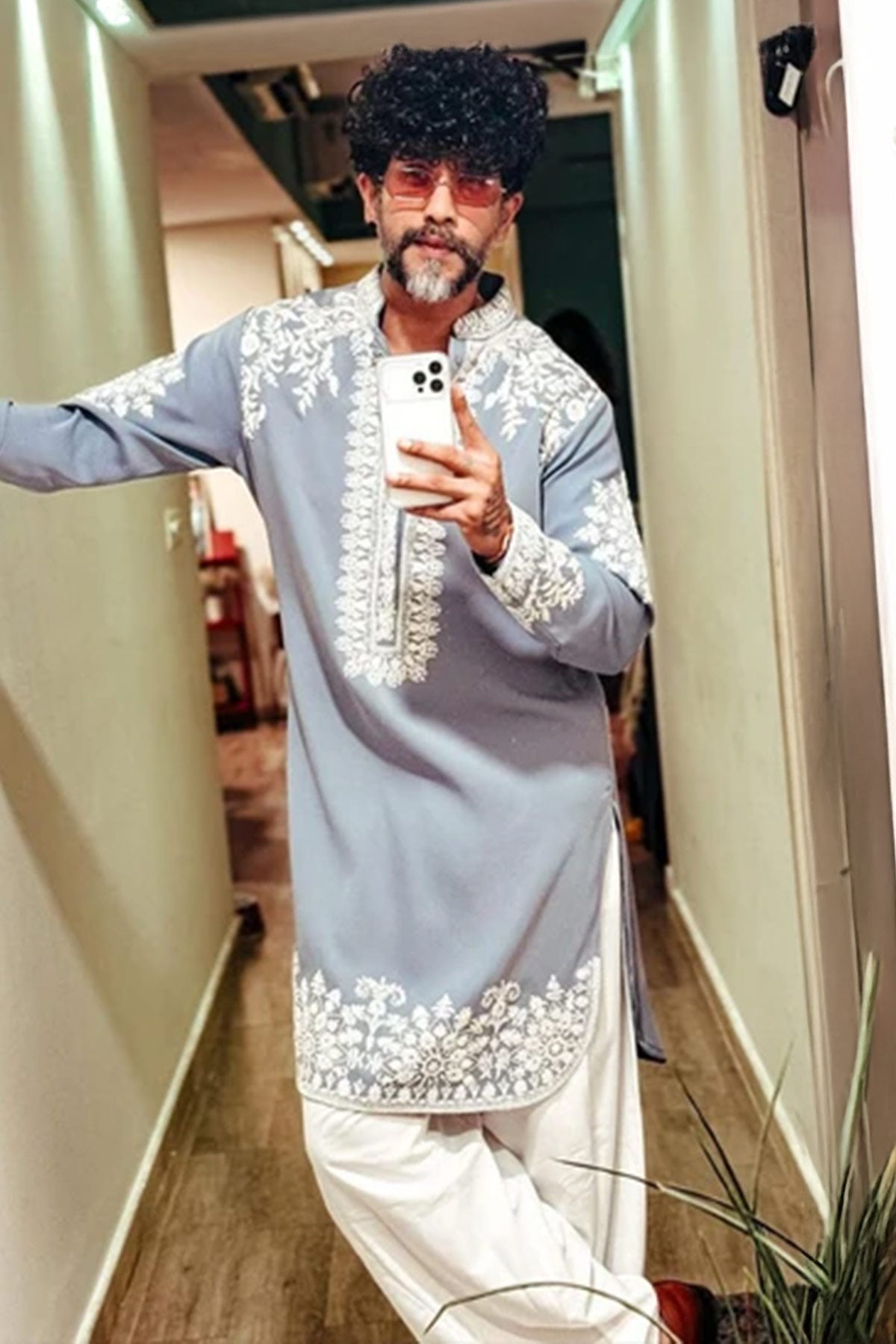Sky Blue Rolex Embroidery Kurta