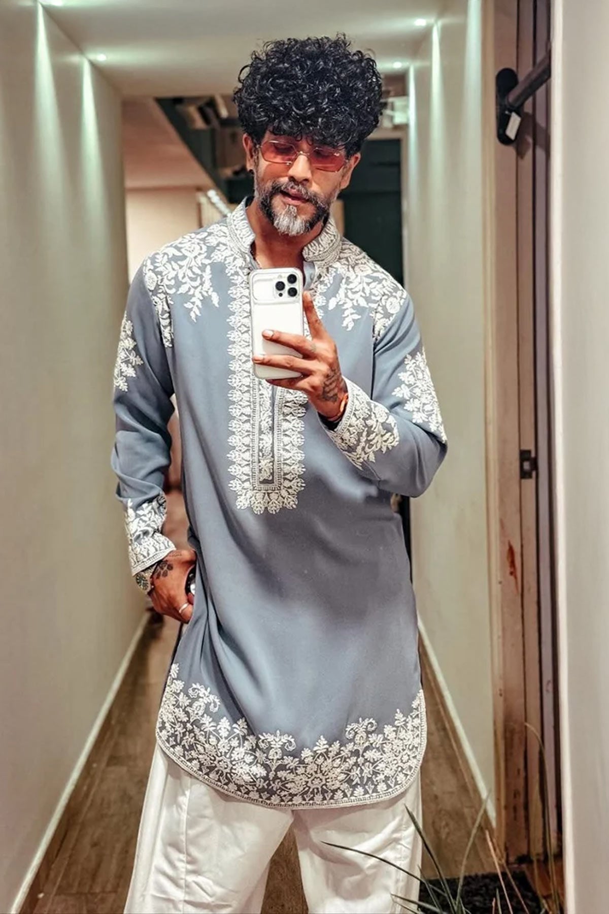 Buy Sky Blue Rolex Embroidery Kurta for men by Aastha Fashion online available at scrollnshops