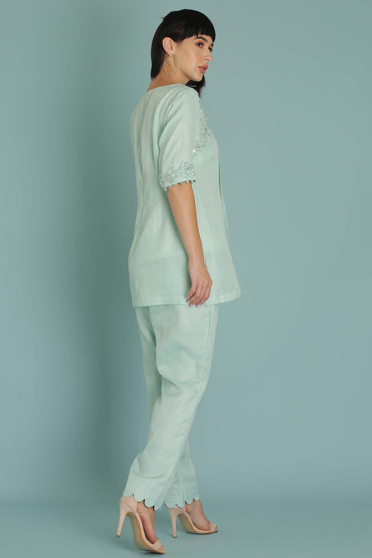 Sky Blue Silk Blend Co-ord Set