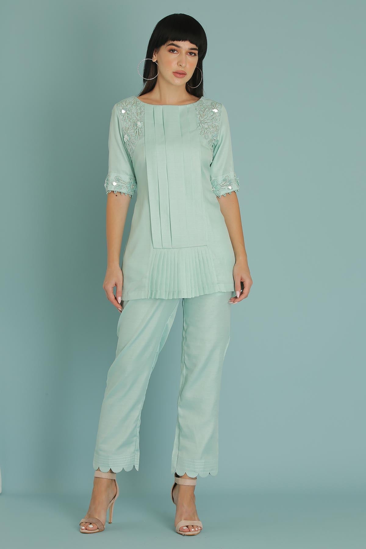 Buy Sky Blue Silk Blend Co-ord Set by Sejal Kamdar for women online at ScrollnShops