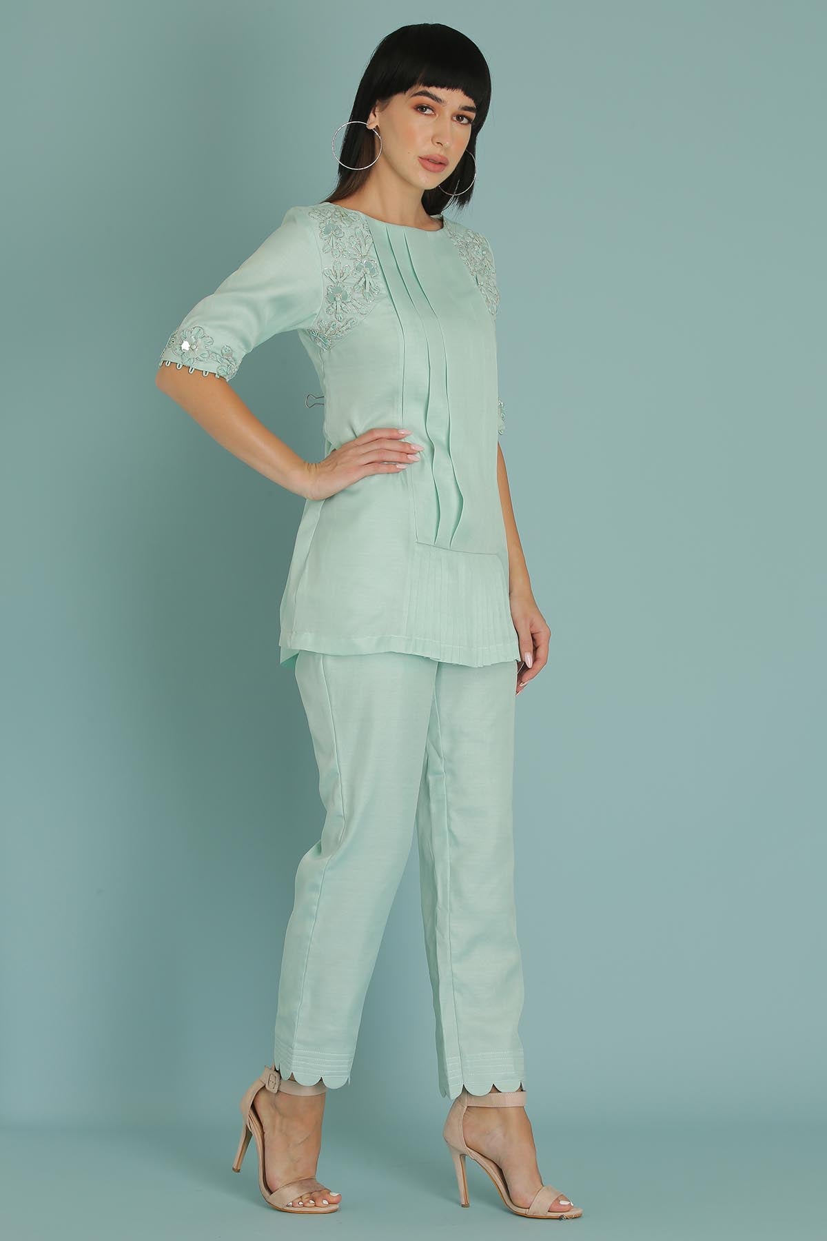 Sky Blue Silk Blend Co-ord Set