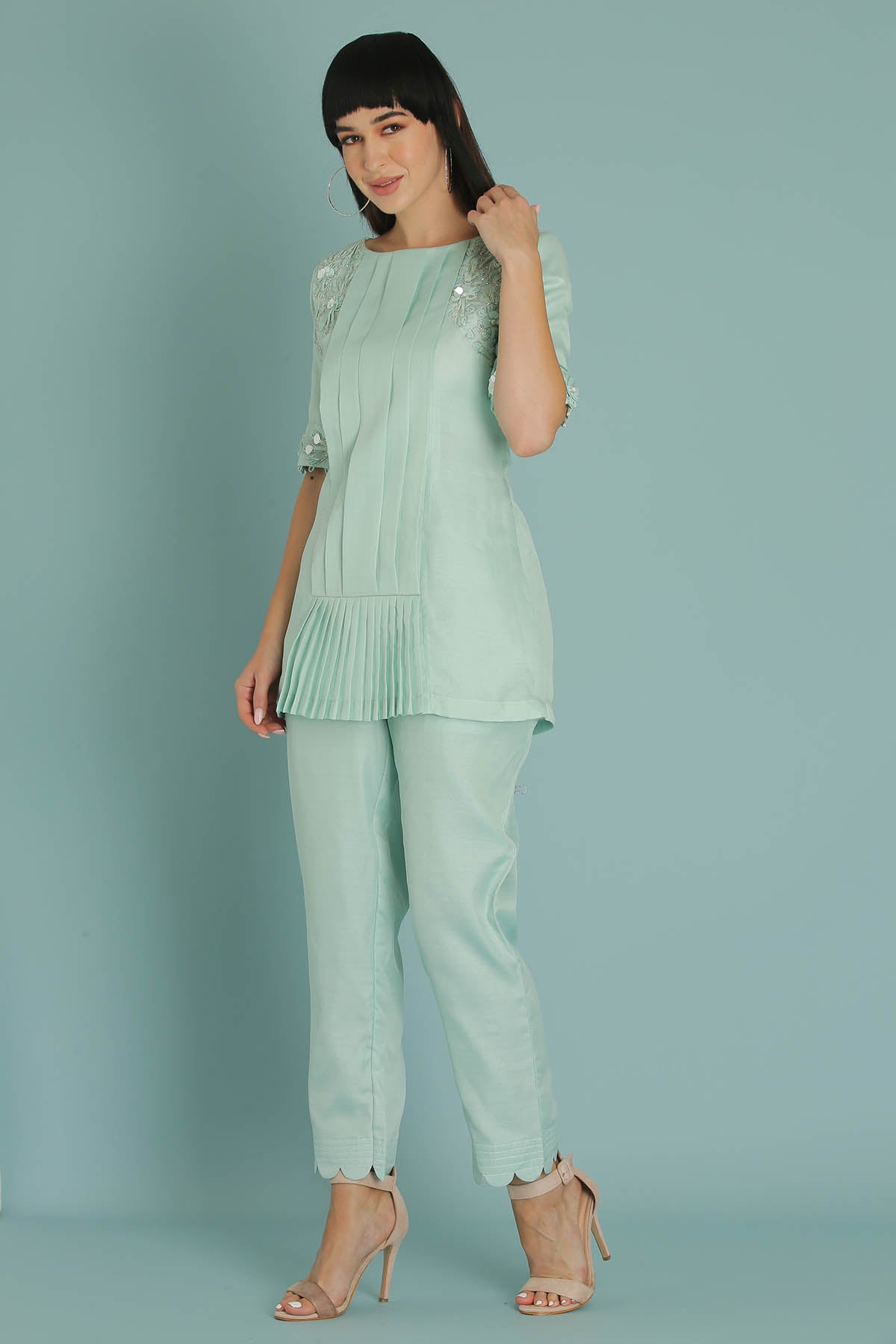 Sky Blue Silk Blend Co-ord Set