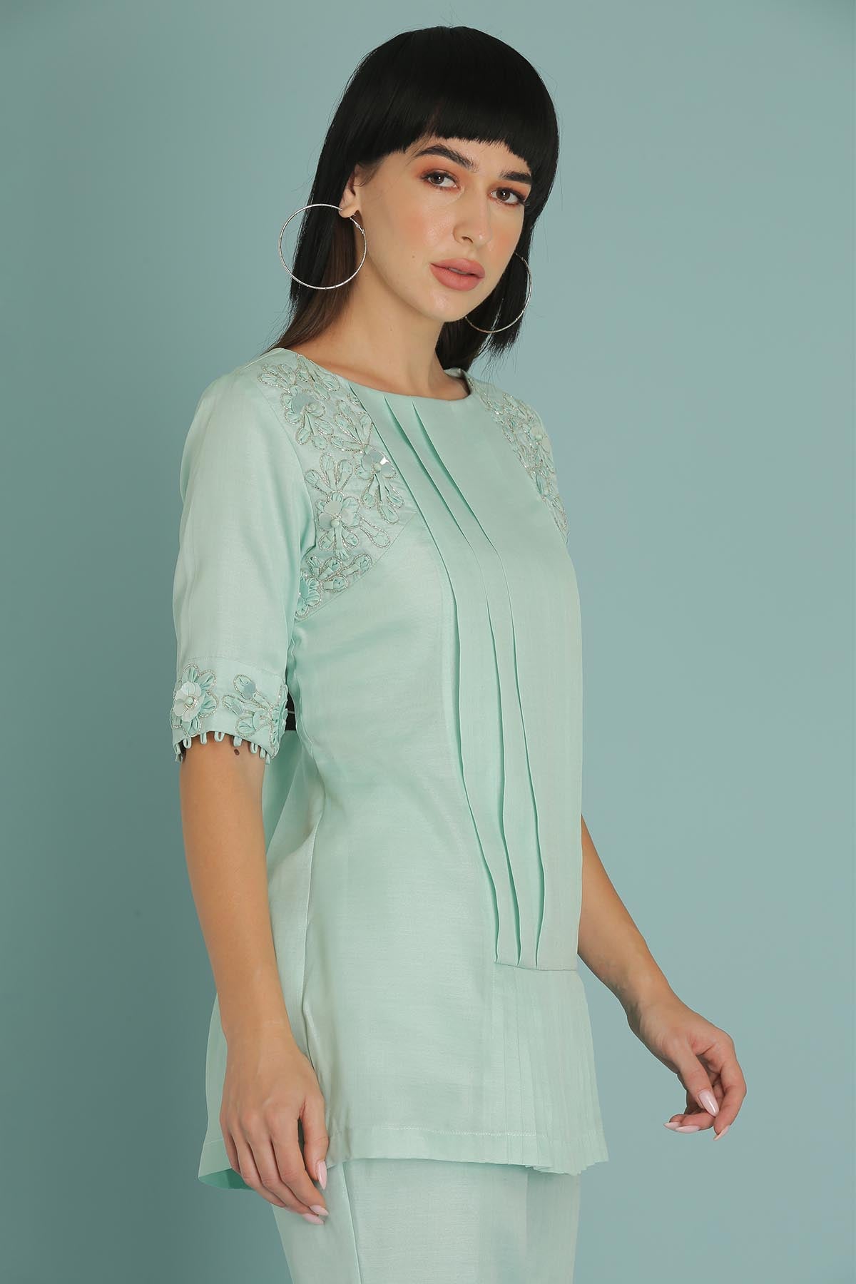 Sky Blue Silk Blend Co-ord Set