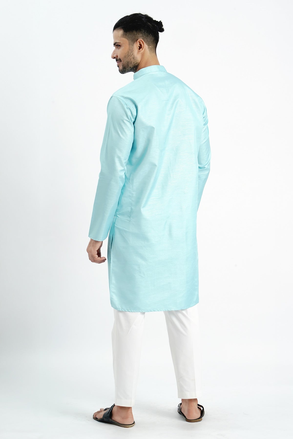 Sky Cotton Zari Worked Kurta