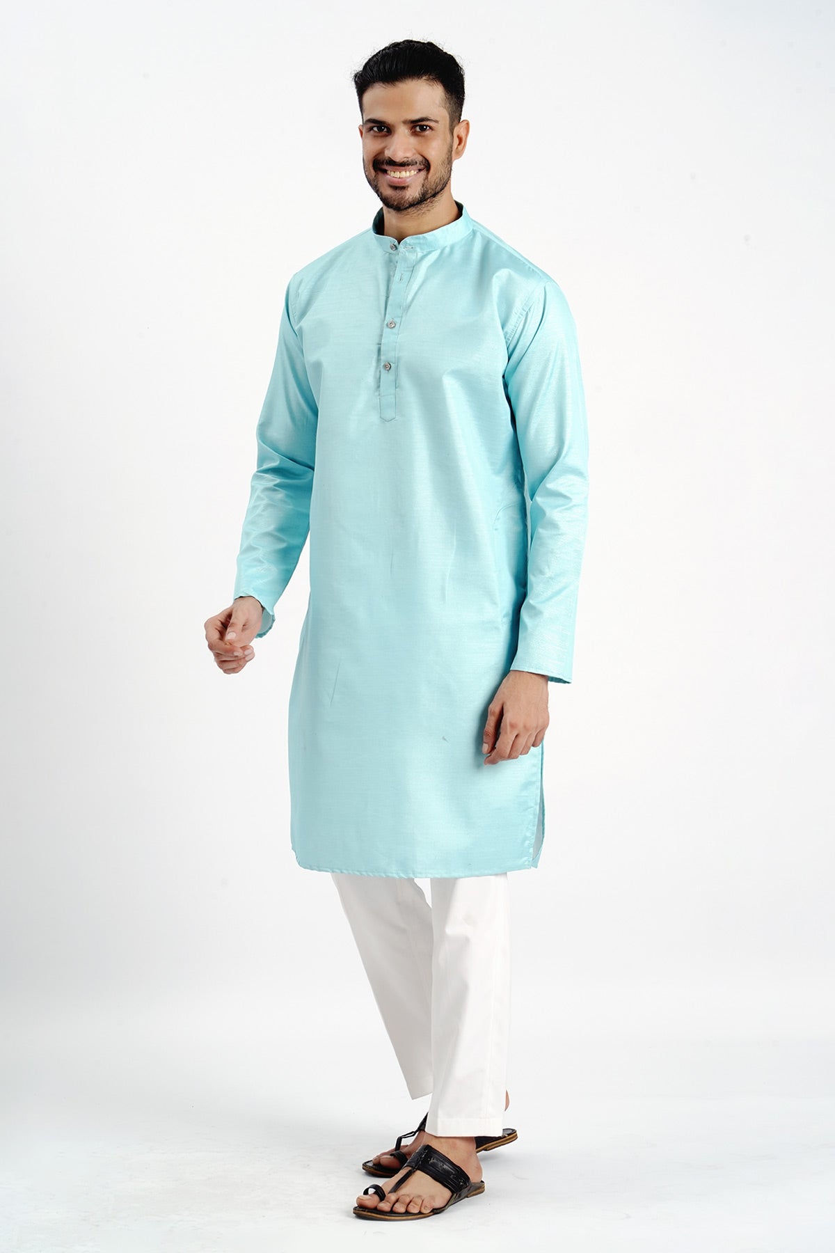 Buy Sky Cotton Zari Worked Kurta for men by Aastha Fashion online available at scrollnshops