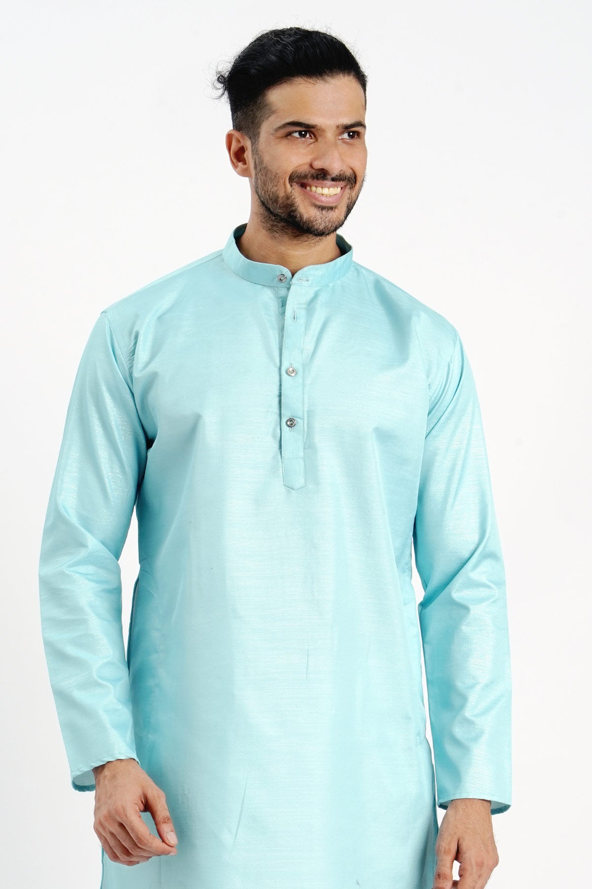 Sky Cotton Zari Worked Kurta