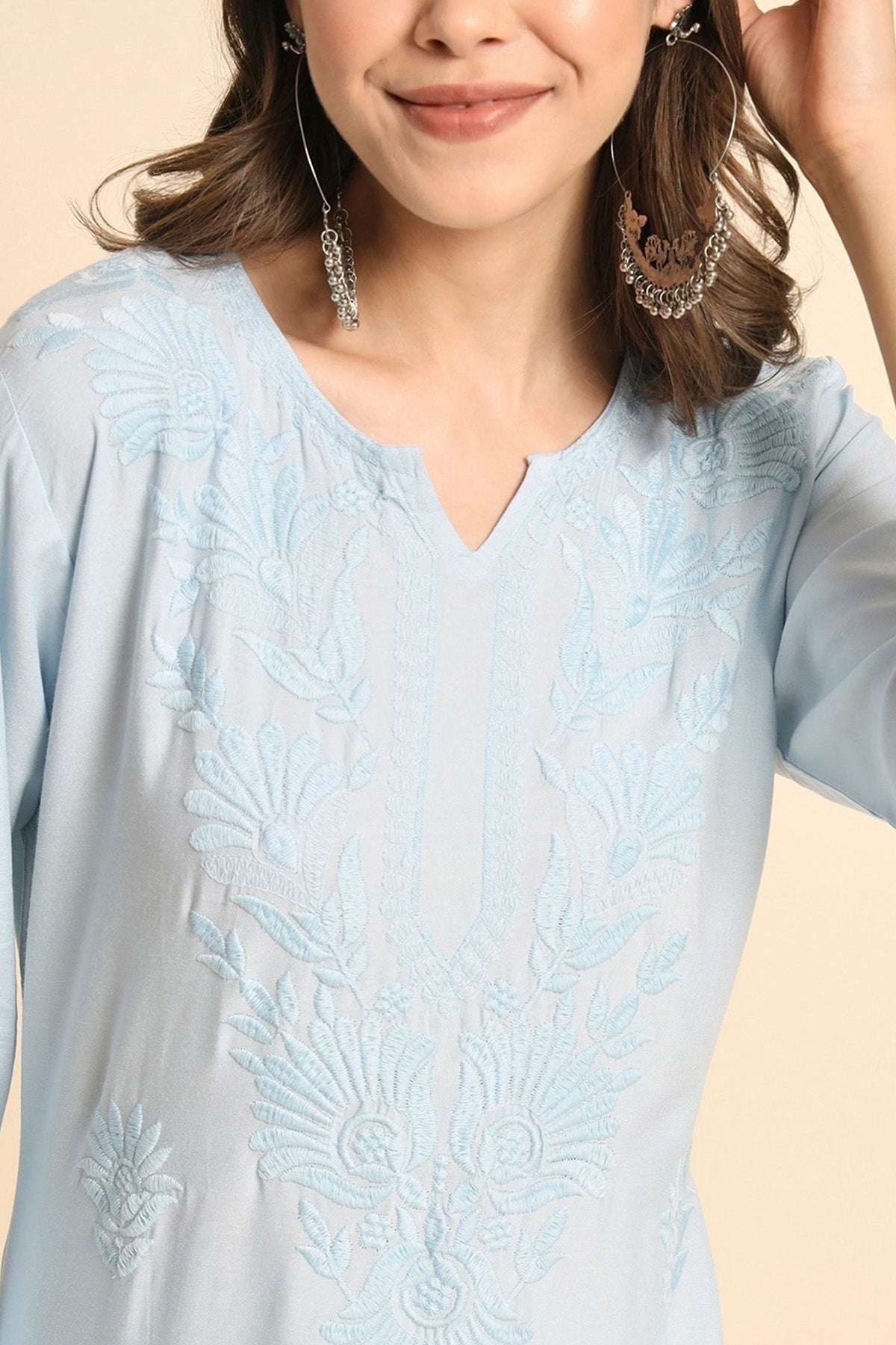 Sky Rayon Chikankari Work Kurta