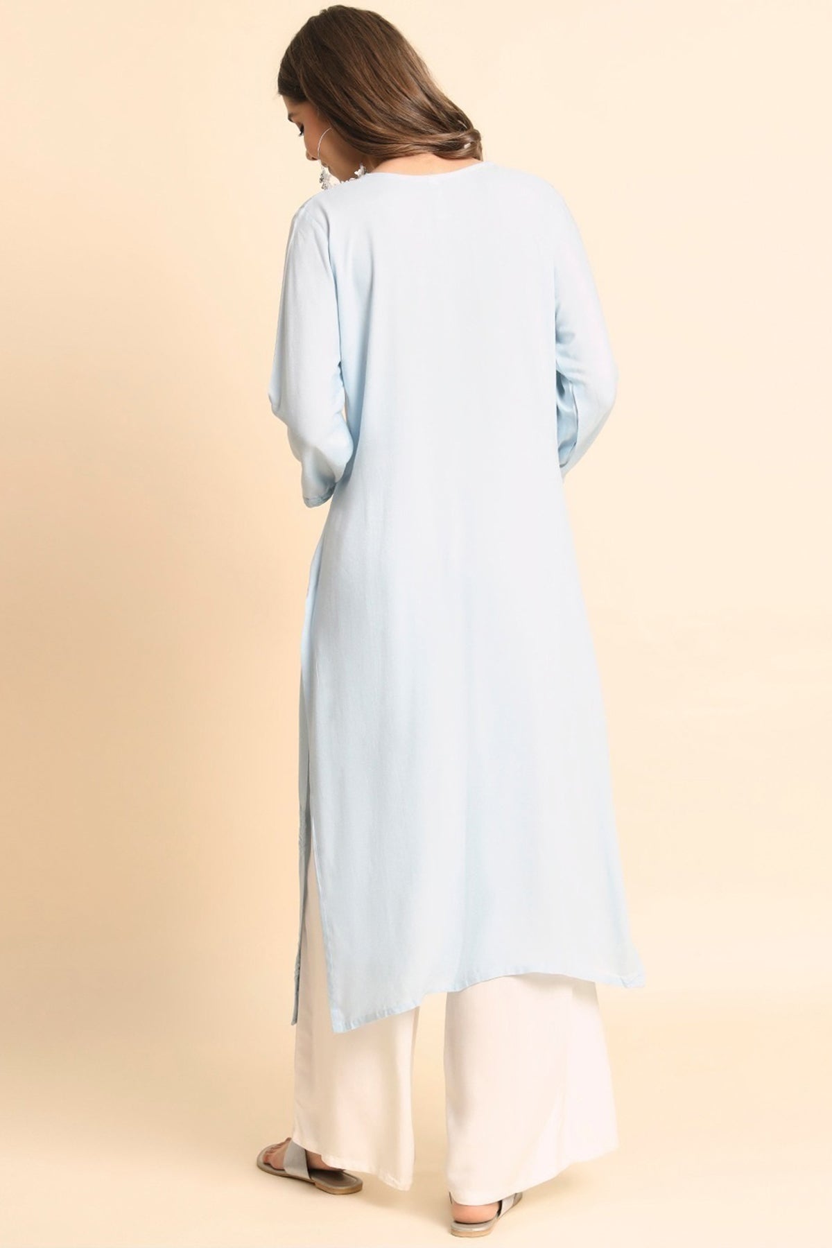Sky Rayon Chikankari Work Kurta