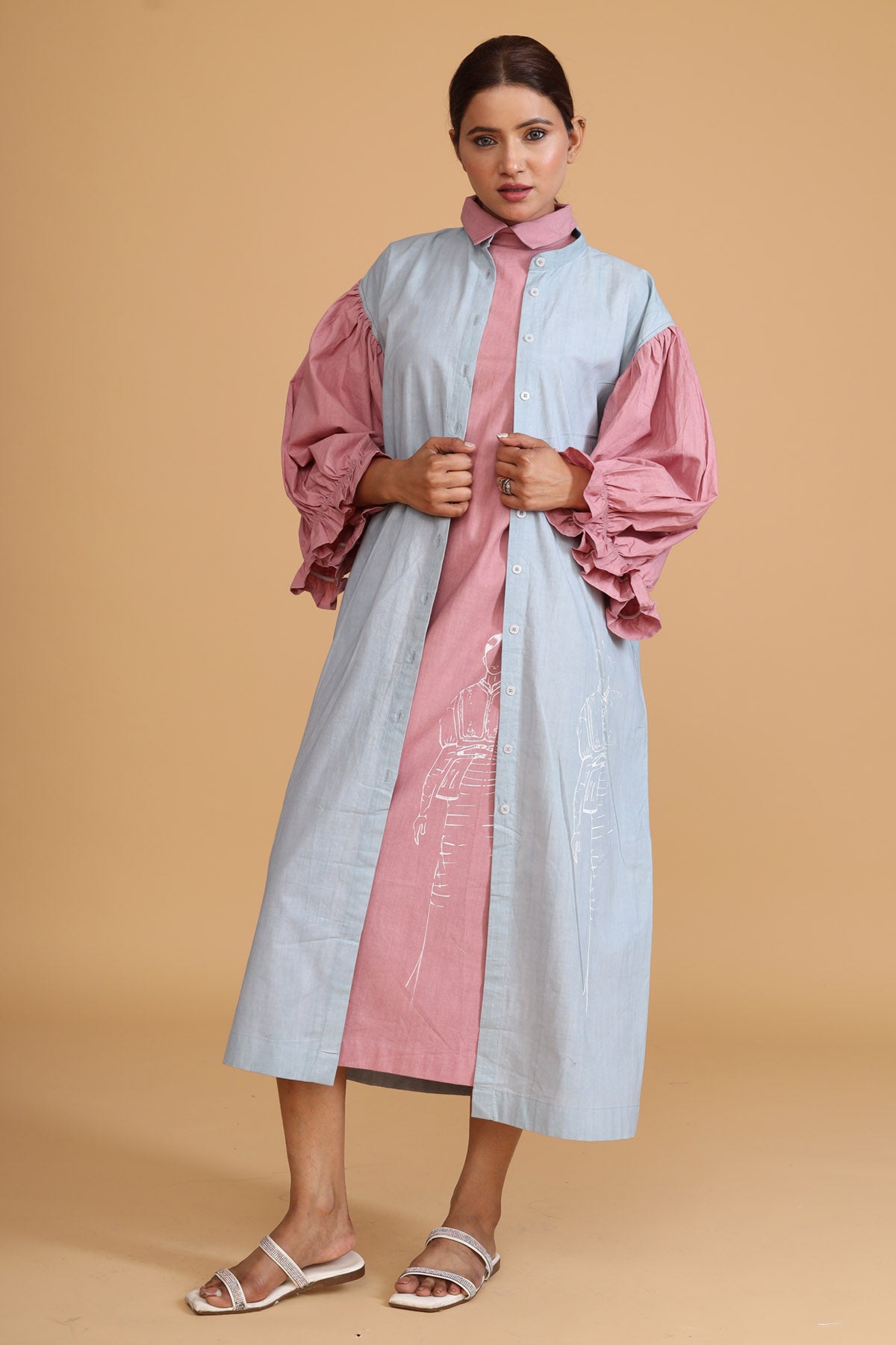 Sleeve Gathered Overlay & Dress