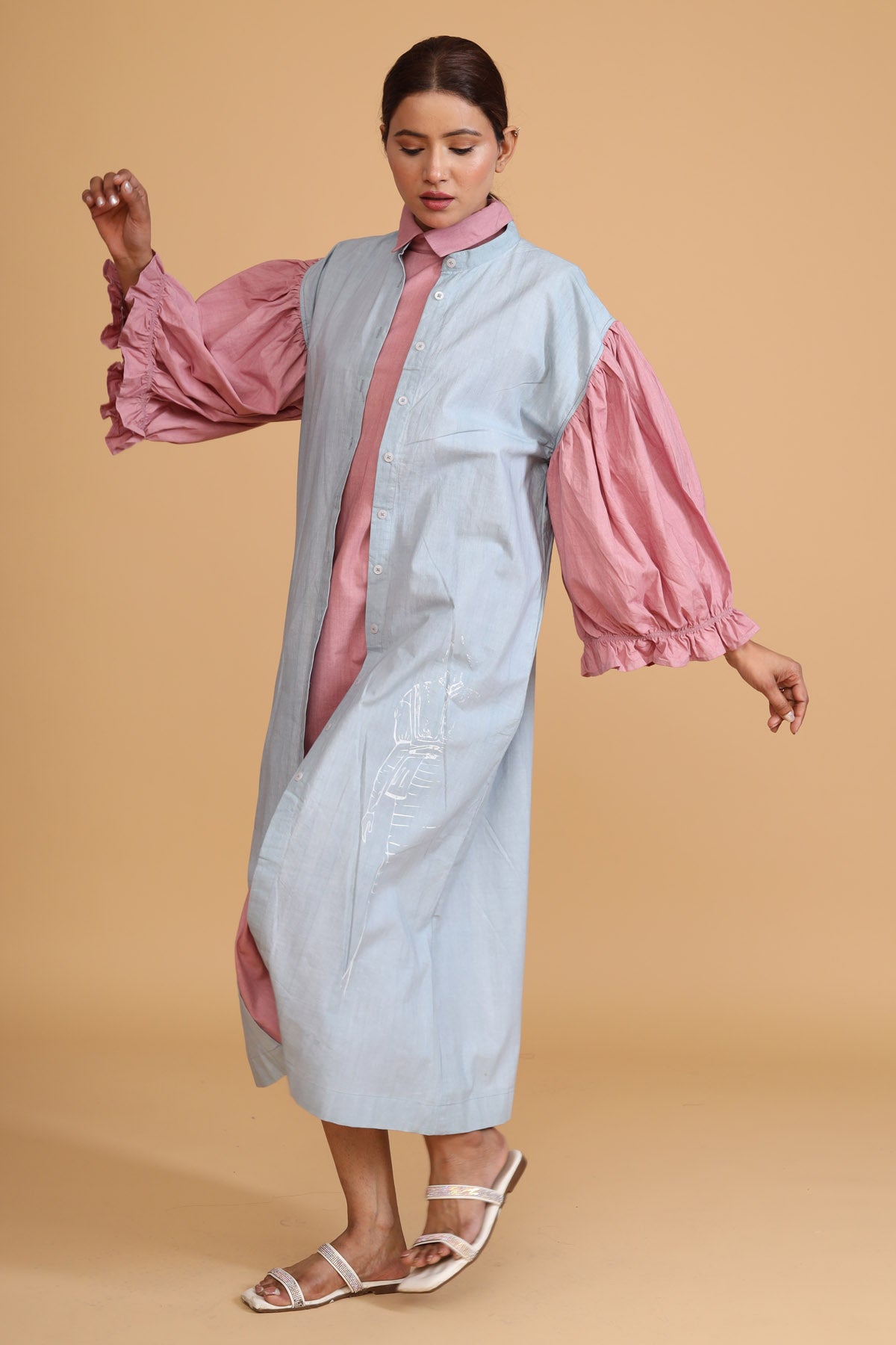 Sleeve Gathered Overlay & Dress