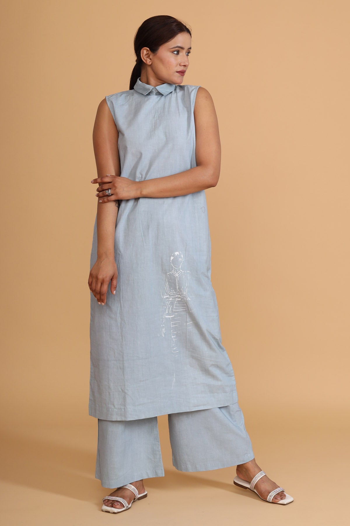 Sleeveless Collar Mint Tunic