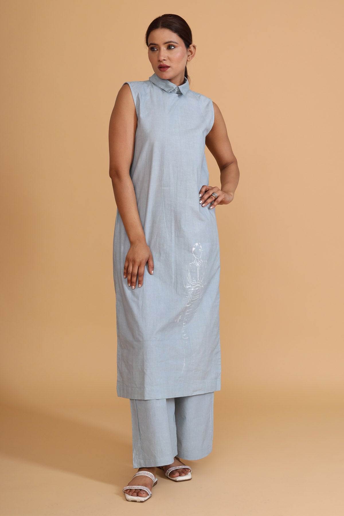 Sleeveless Collar Mint Tunic