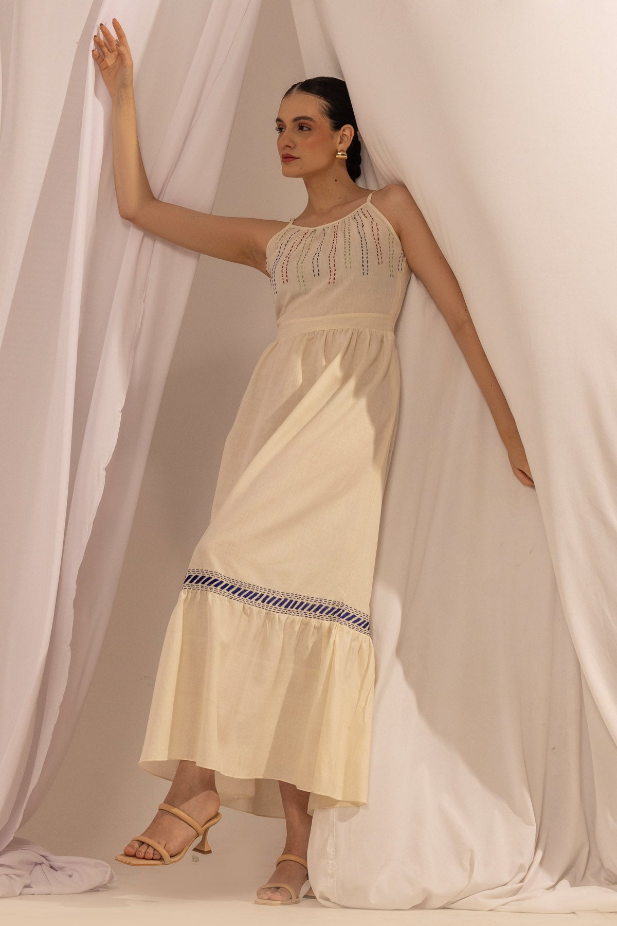 Sleeveless Cotton Tiered Dress