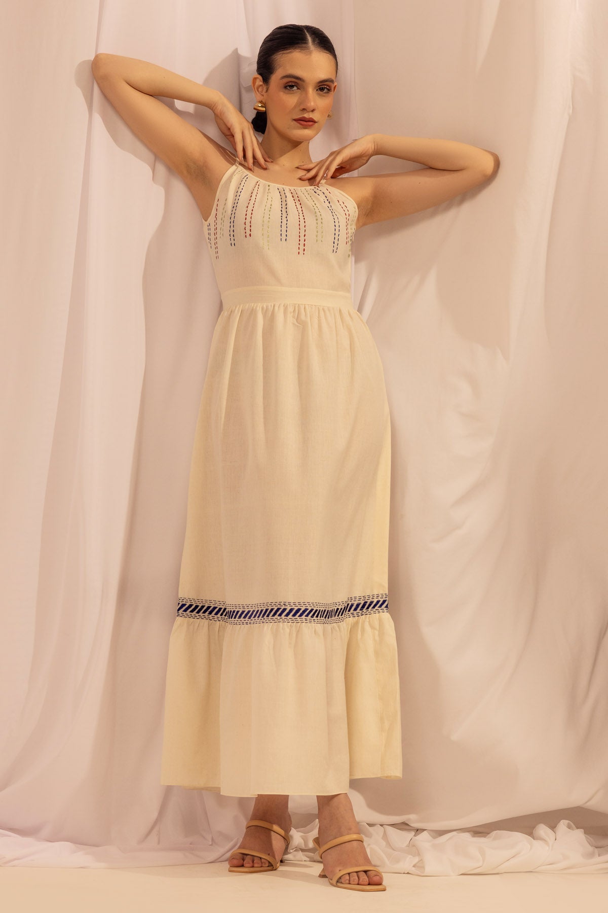 Sleeveless Cotton Tiered Dress