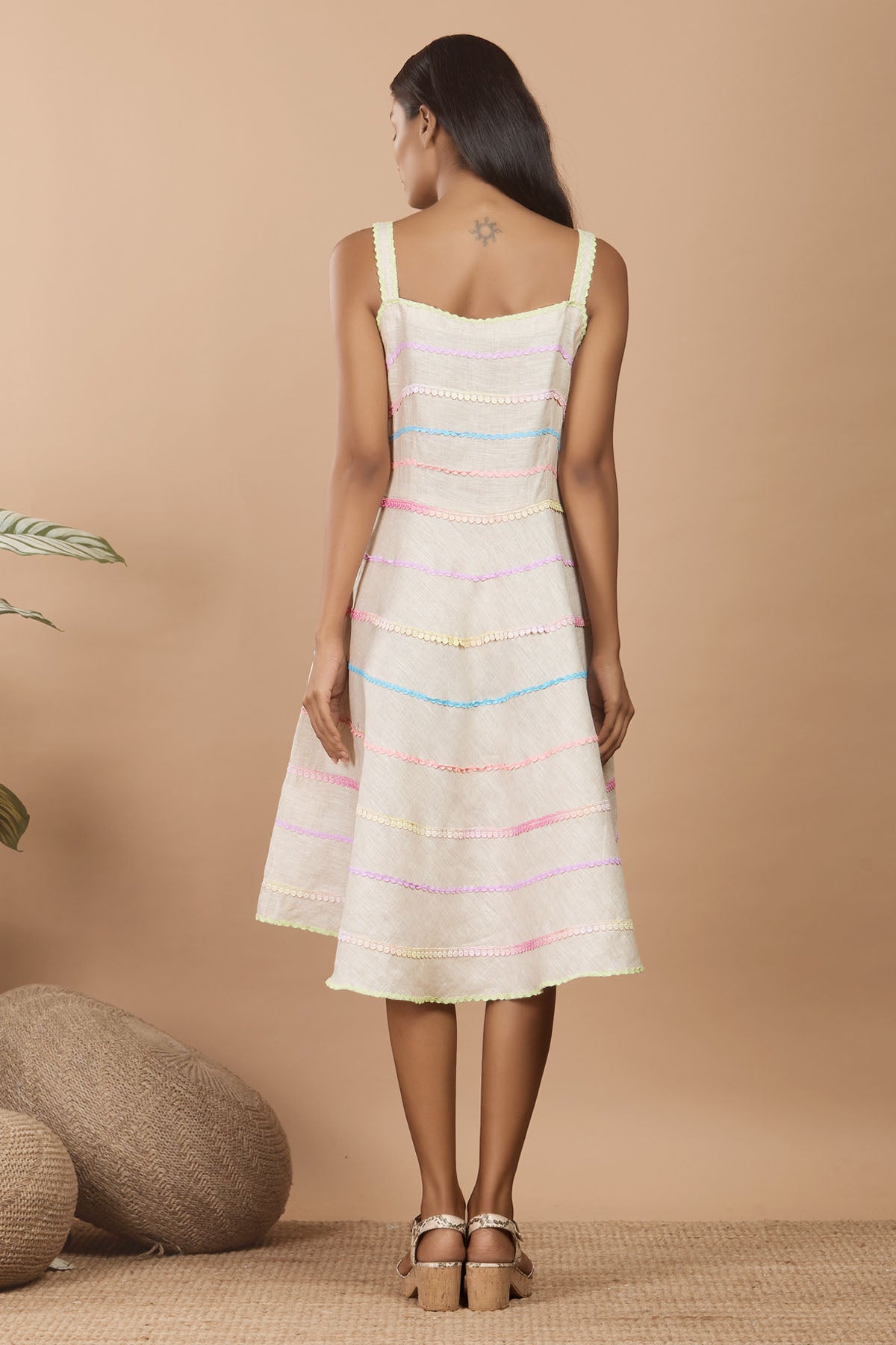 Sleeveless Cream Linen Dress