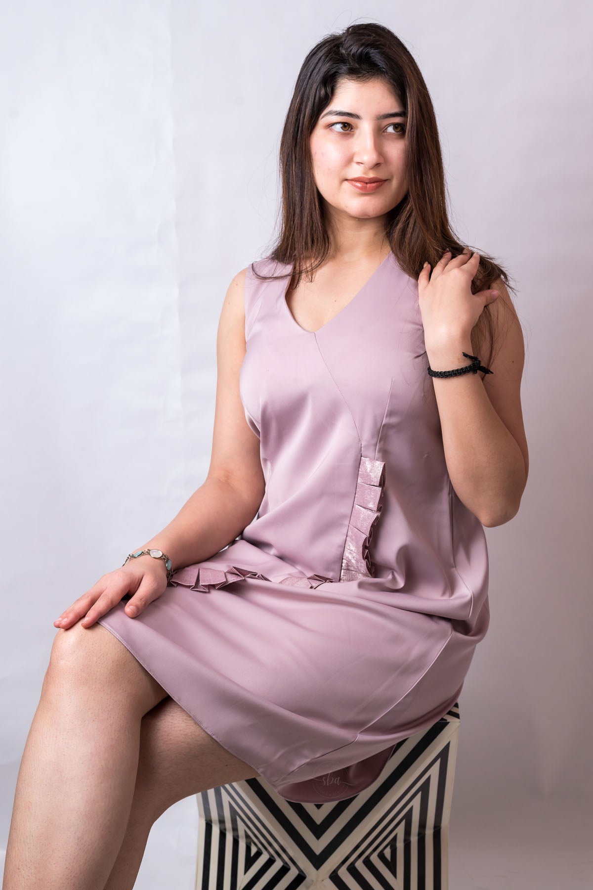 Sleeveless Frill Lavender Dress