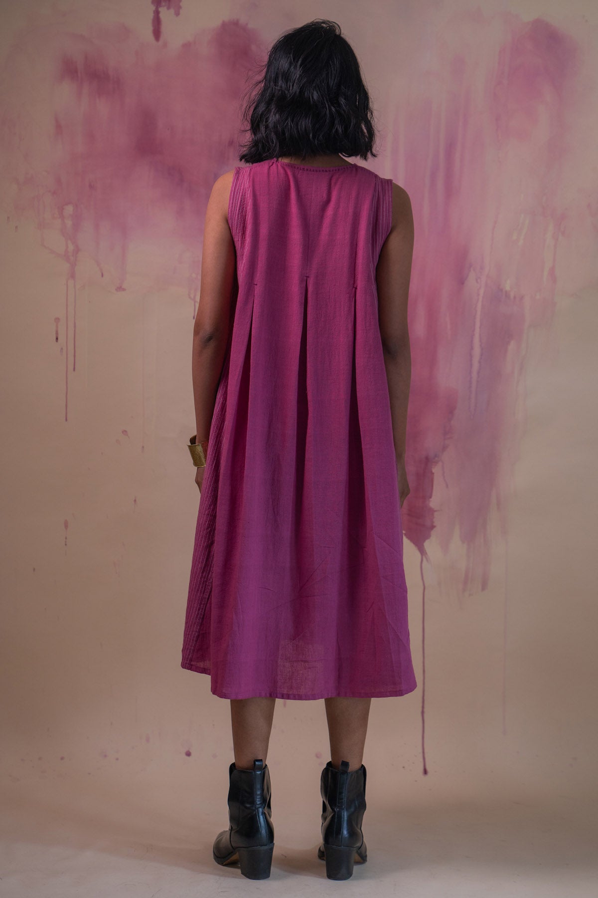 Sleeveless Plum Flared Dress