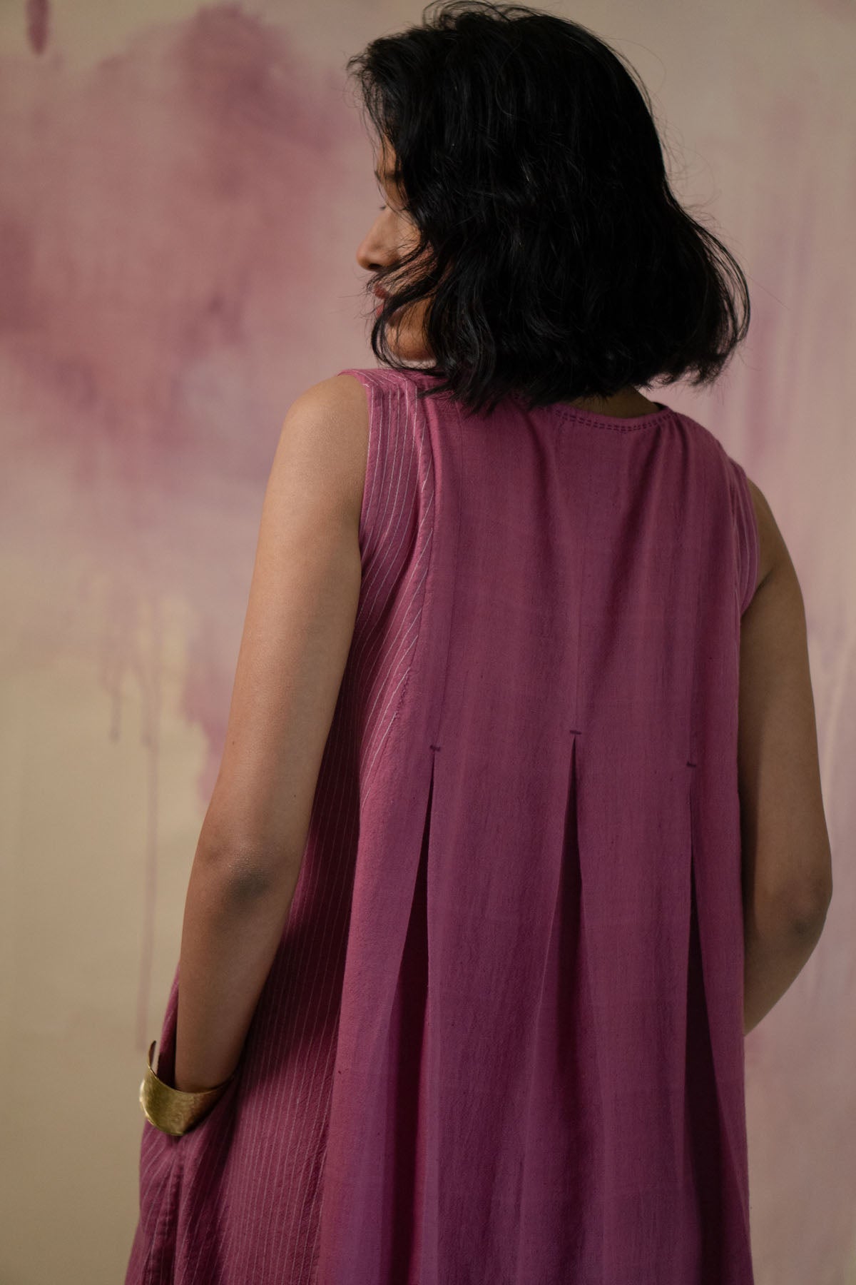 Sleeveless Plum Flared Dress