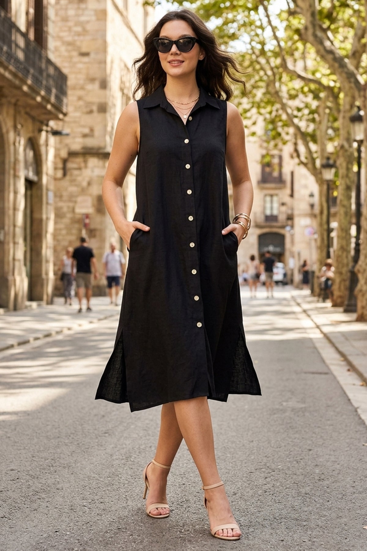 Buy Sleeveless Black Shirt Dress for women by Sneha B online available at scrollnshops