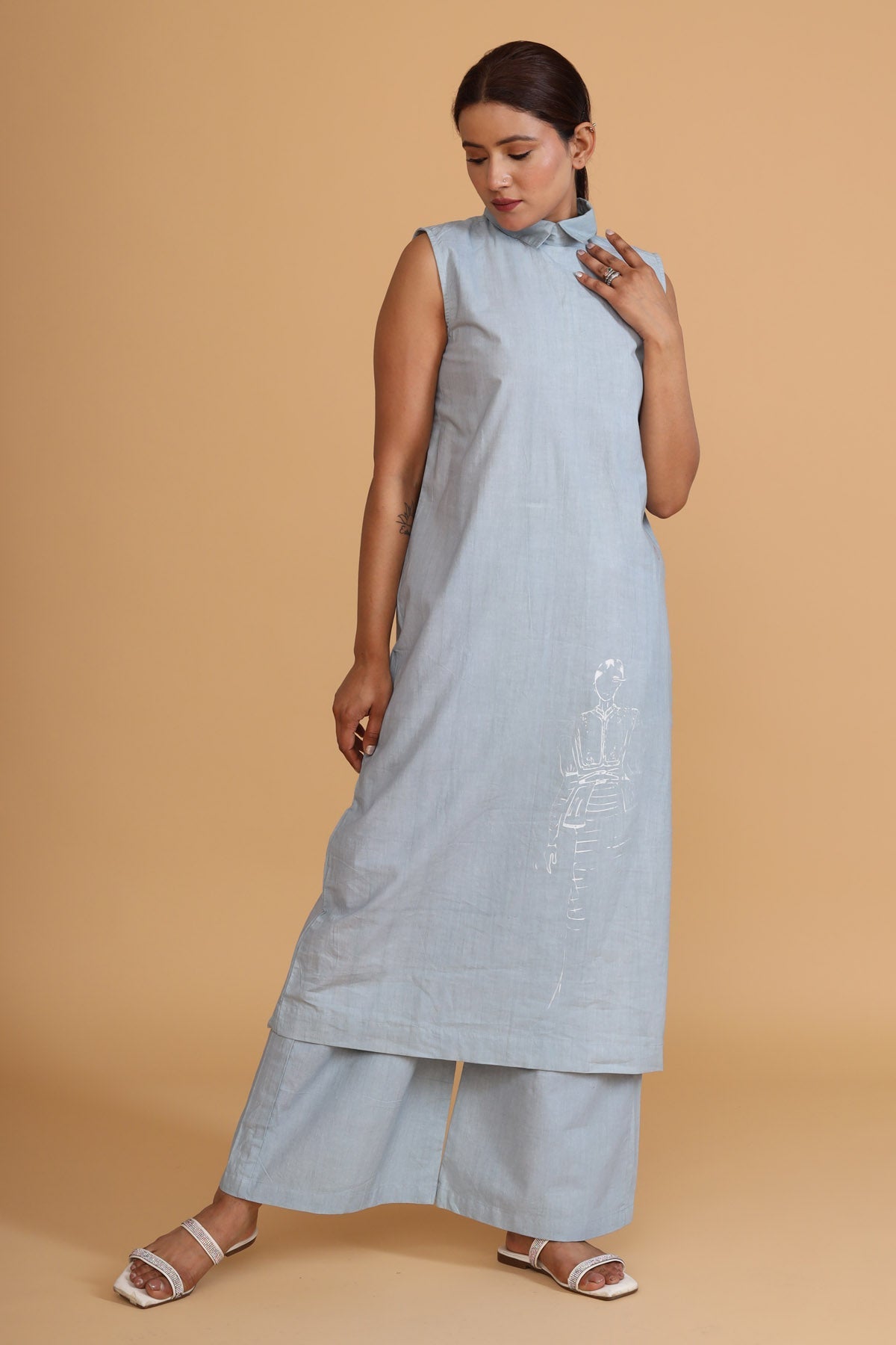 Buy Jaza Sleeveless Collar Mint Tunic - Effortless Chic at ScrollnShops