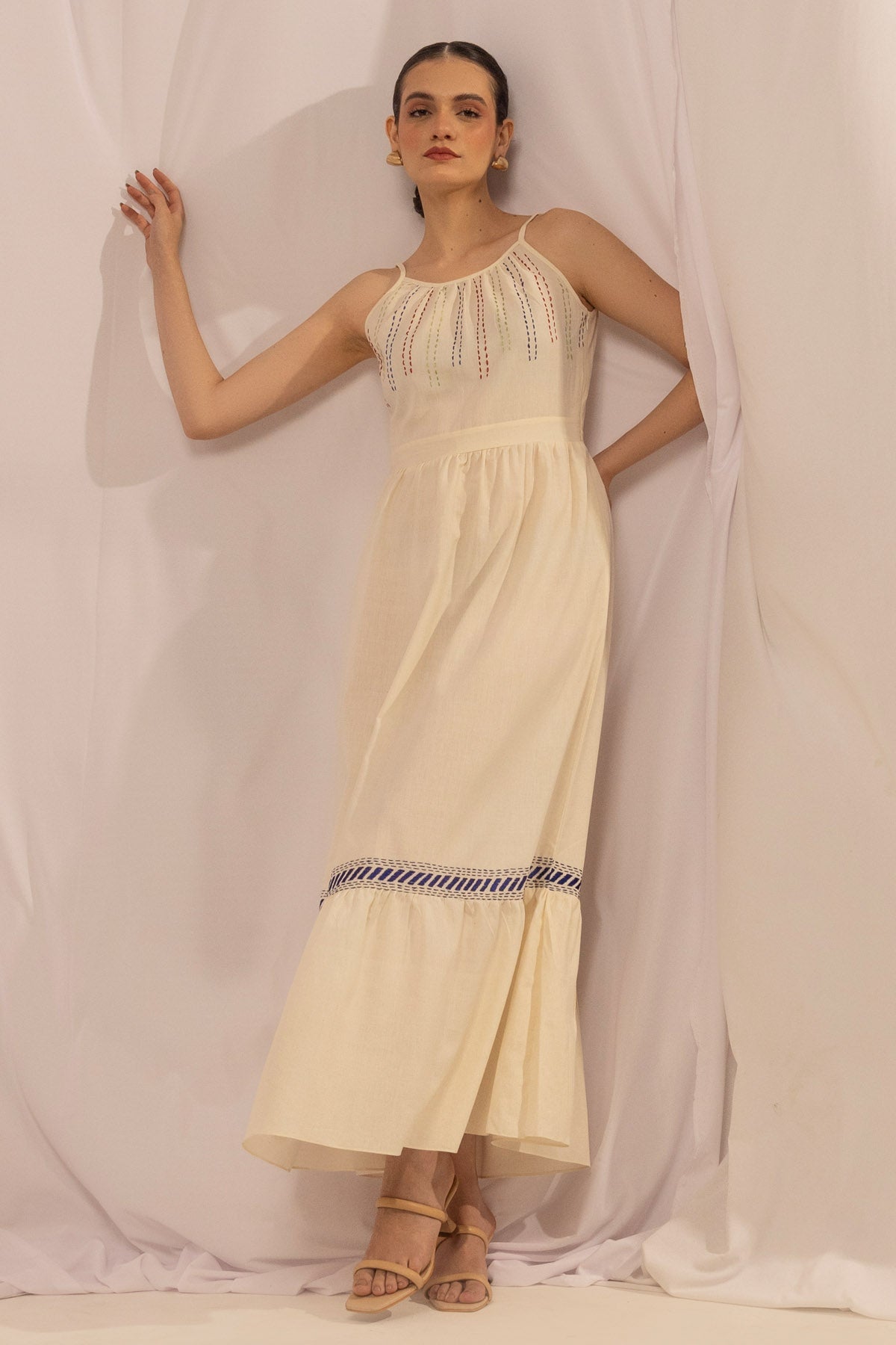 Buy The House of Ara Boho Layers: Handwoven Kantha Dress At ScrollnShops