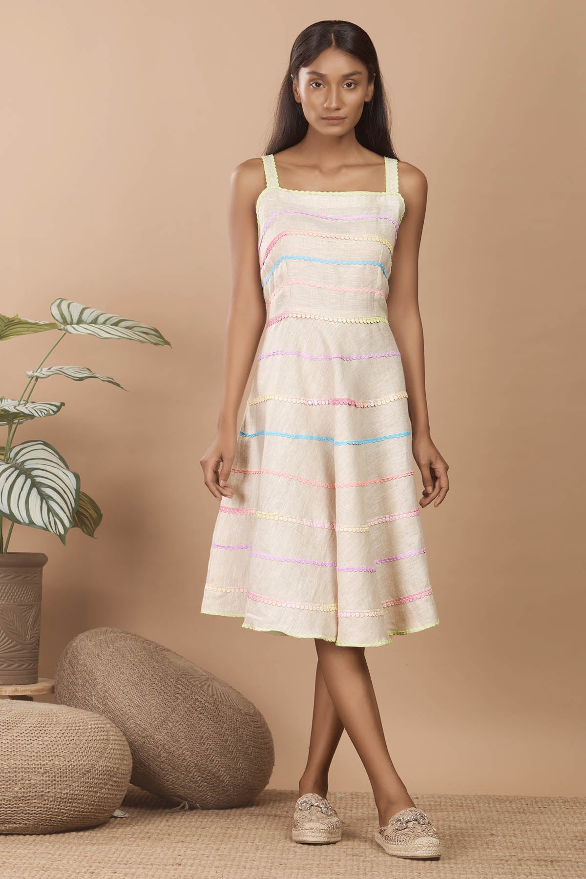 Buy Niyami Summer Brights: Lace Detail Linen Sundress at scrollnshops