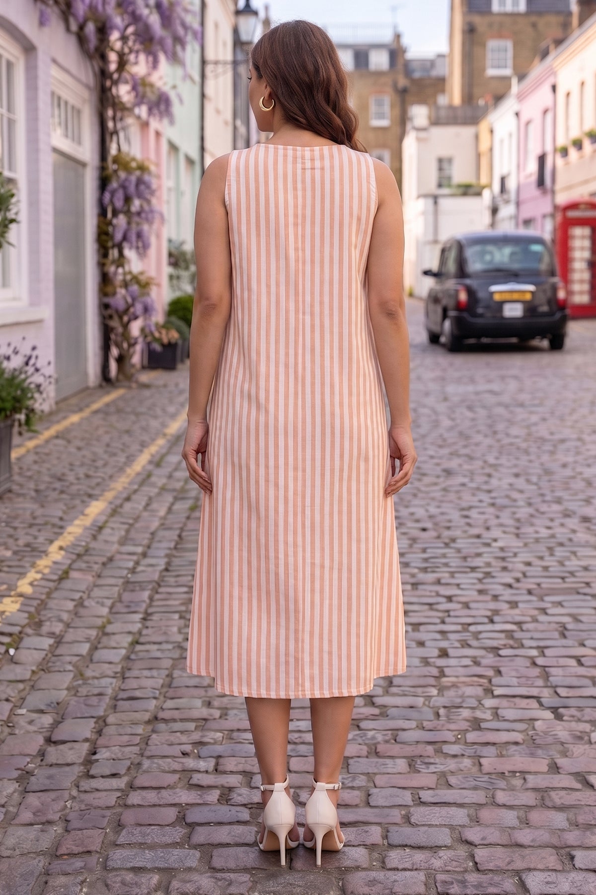 Sleeveless Orange Stripes Dress