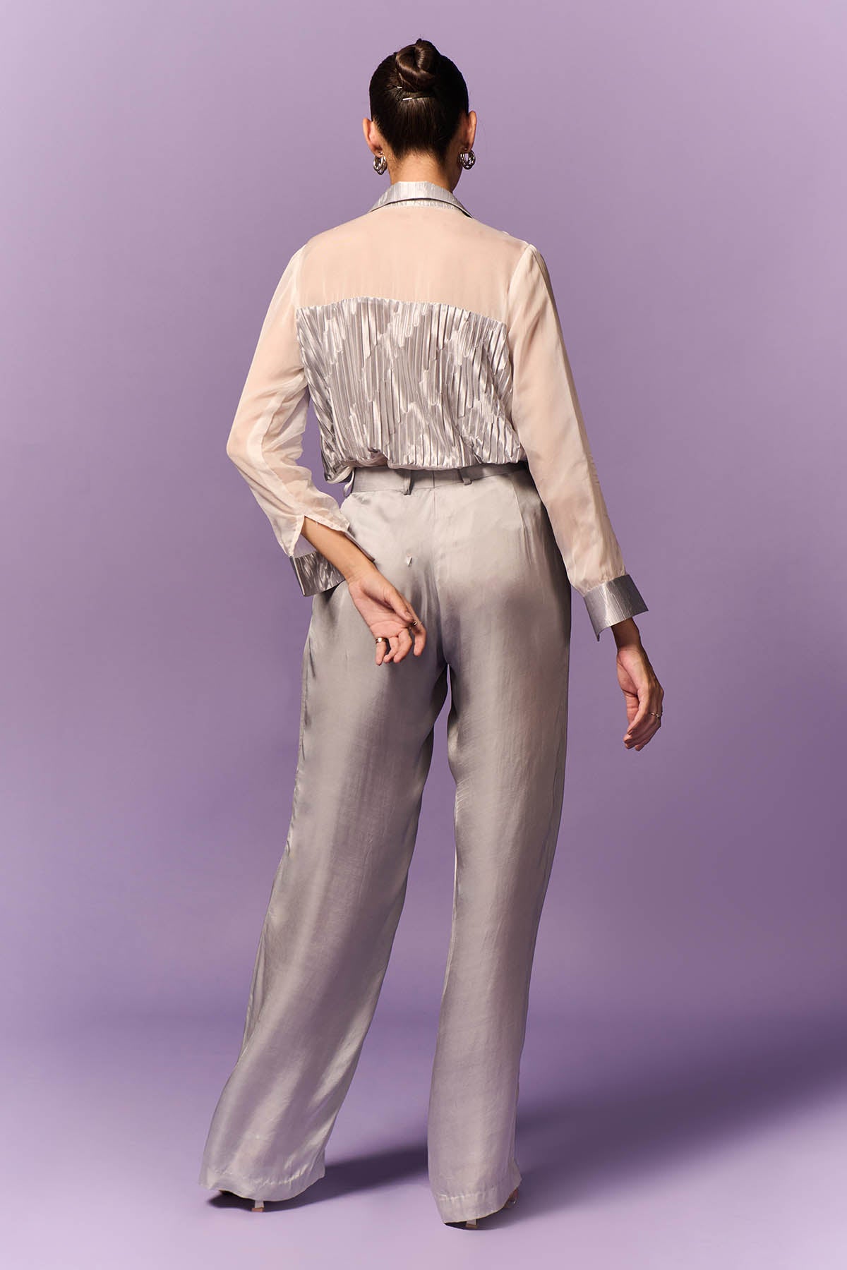 Silver Organza Shirt & Pants