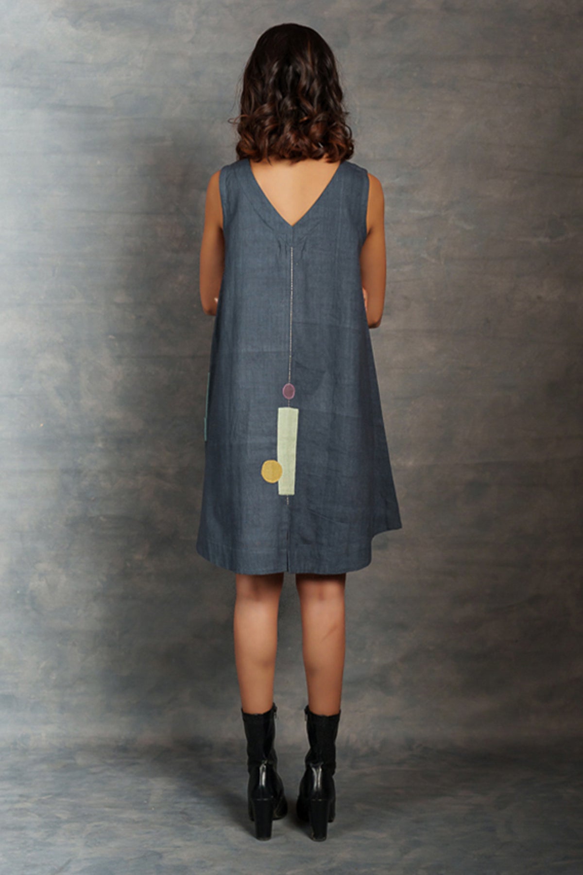 Smock Black Cotton Mini Dress