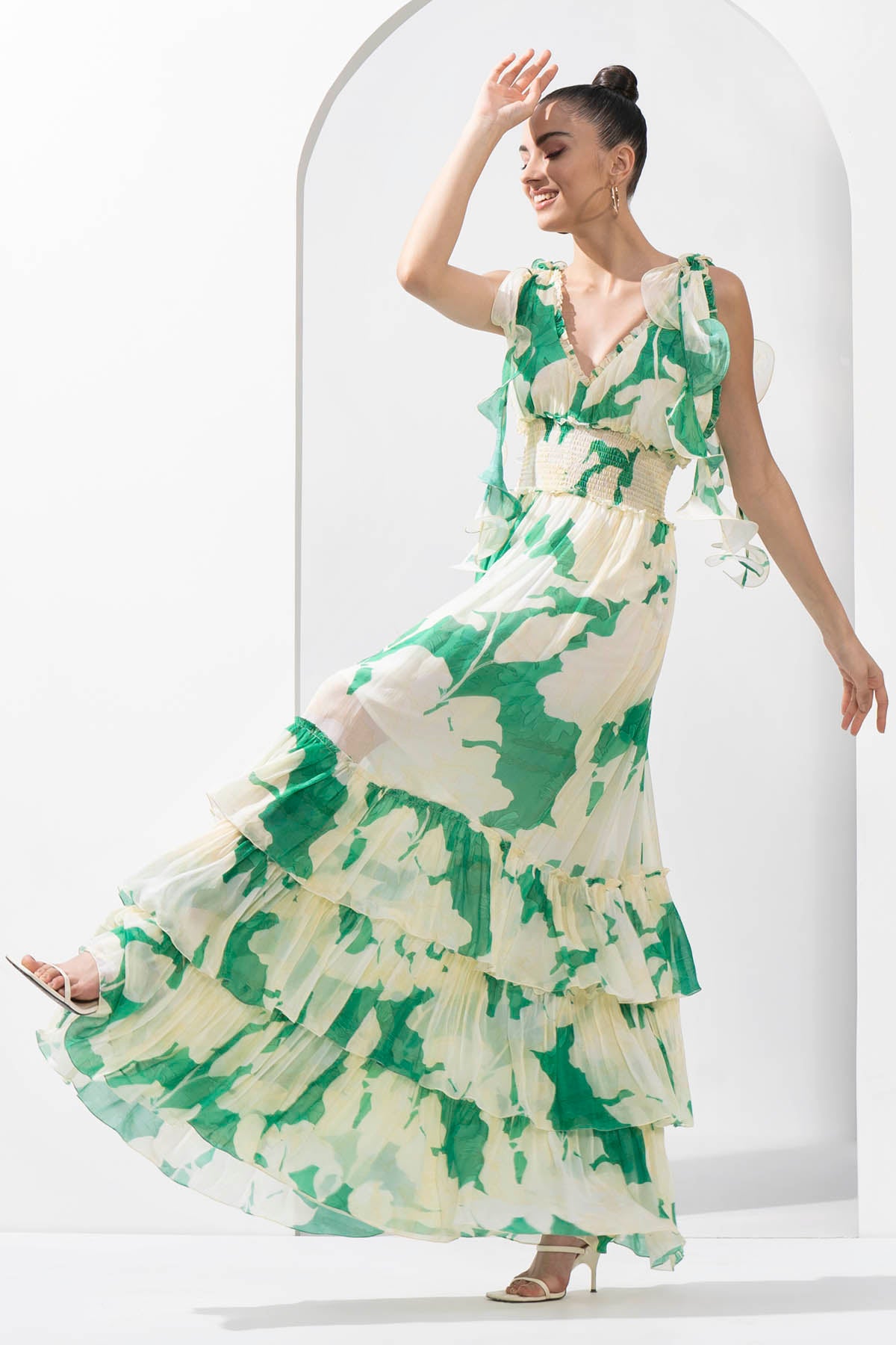 Smocked Waist Tiered Dress