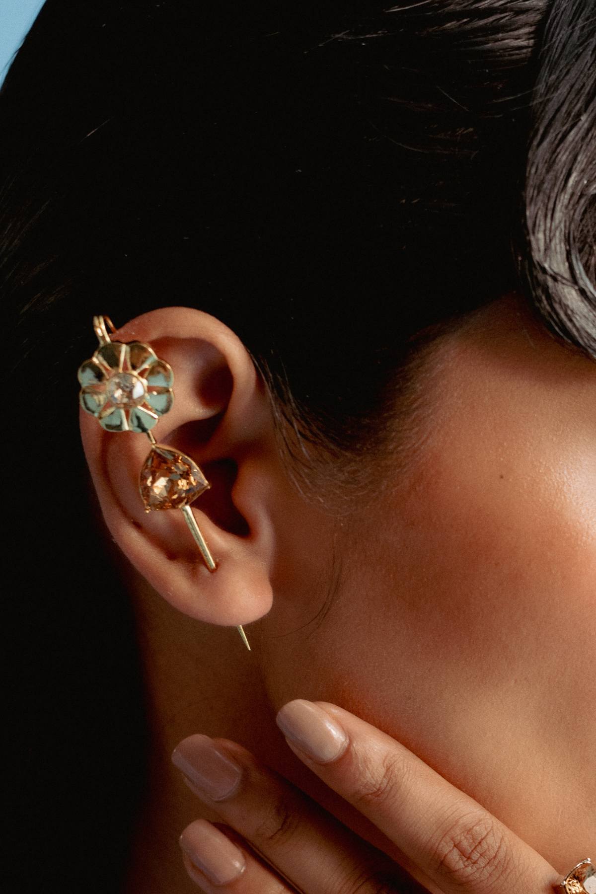 Smoky Topaz Floral Earrings