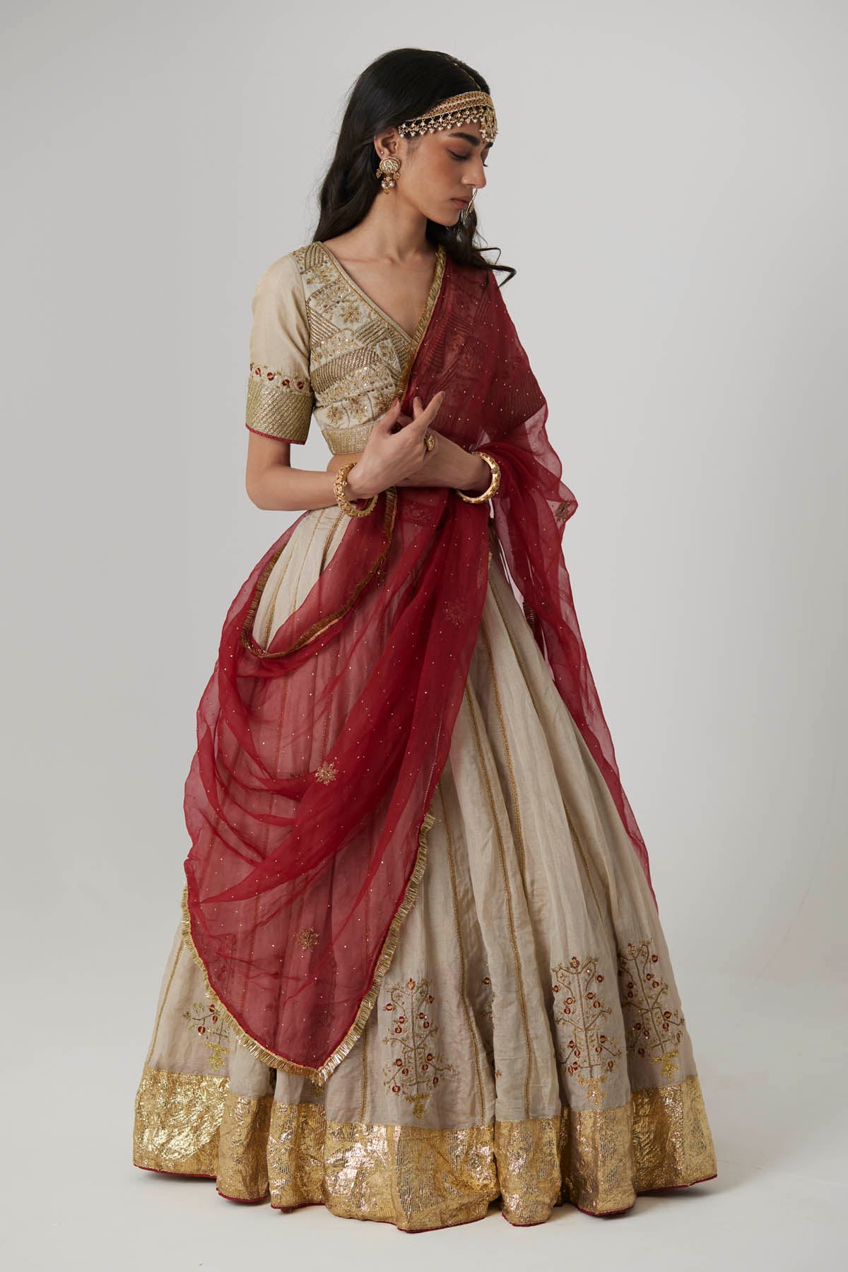 Soft Gold Embroidered Lehenga Set