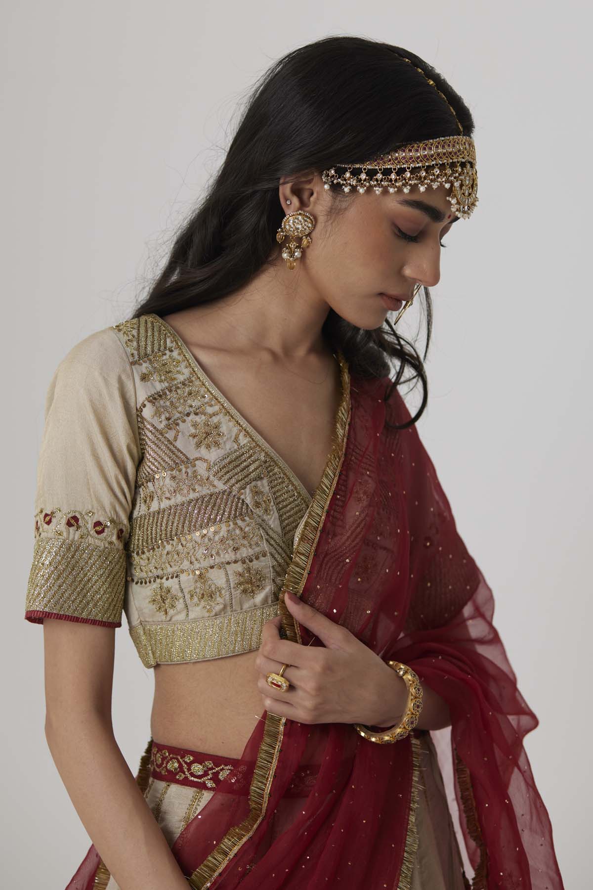 Soft Gold Embroidered Lehenga Set