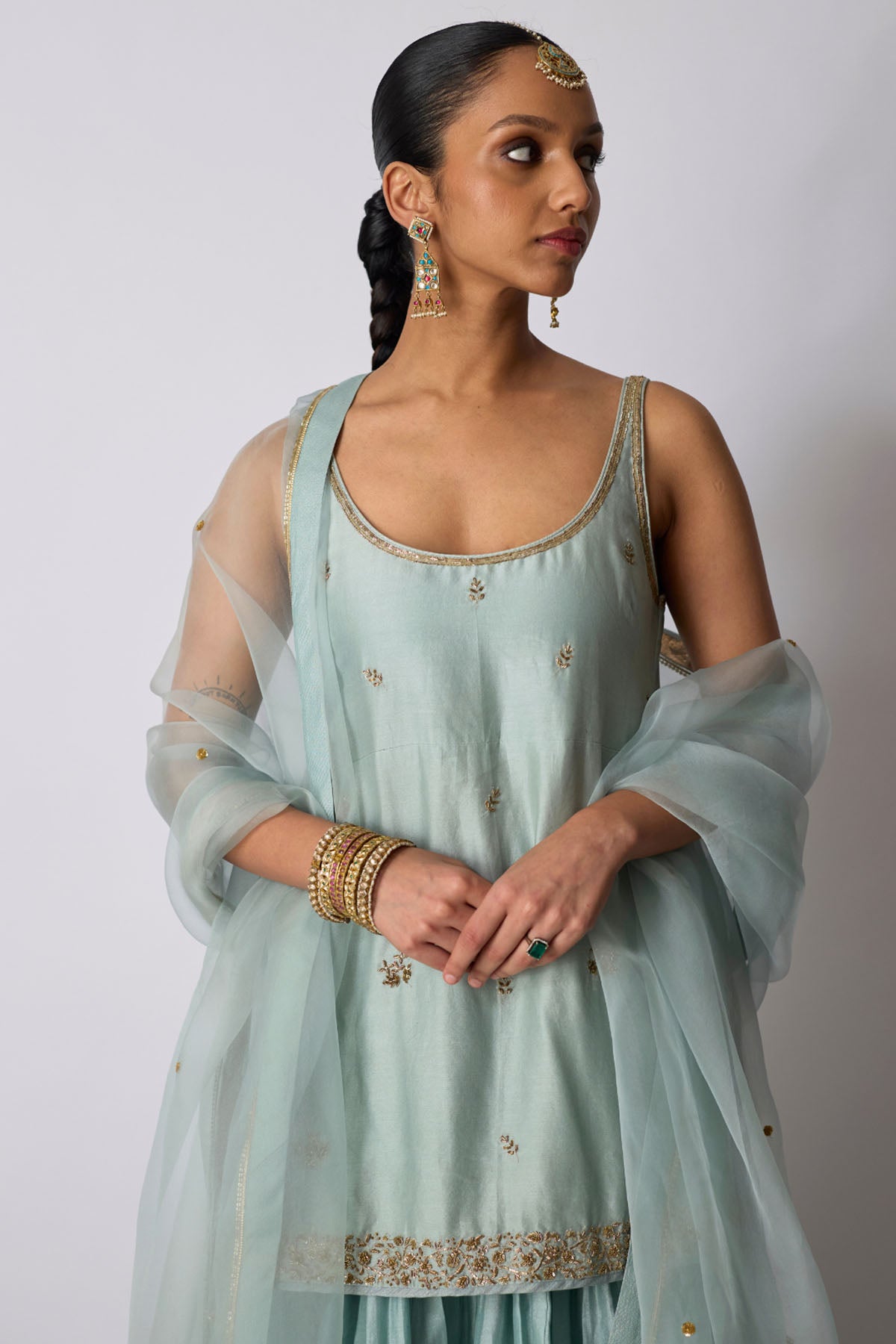 Soft Blue Zardozi Sharara Set