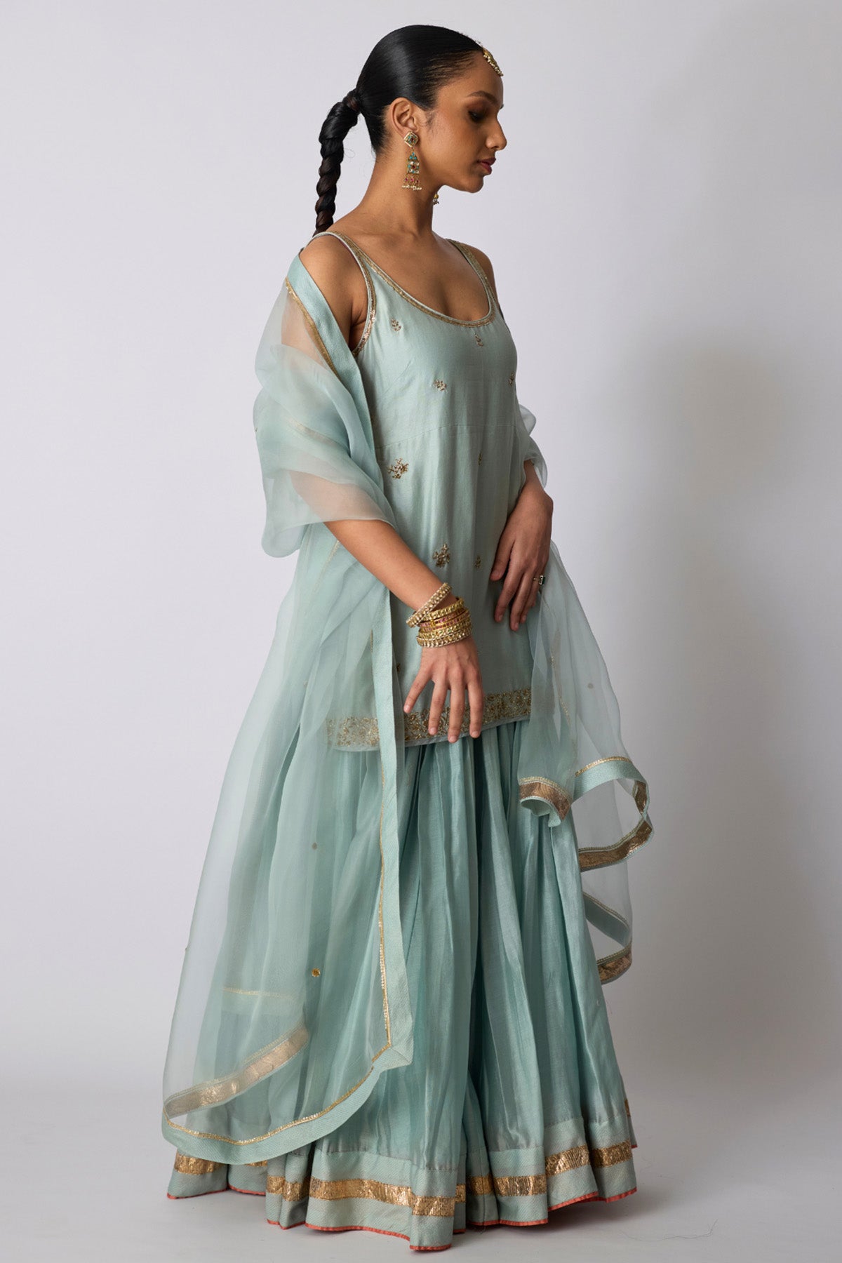 Soft Blue Zardozi Sharara Set