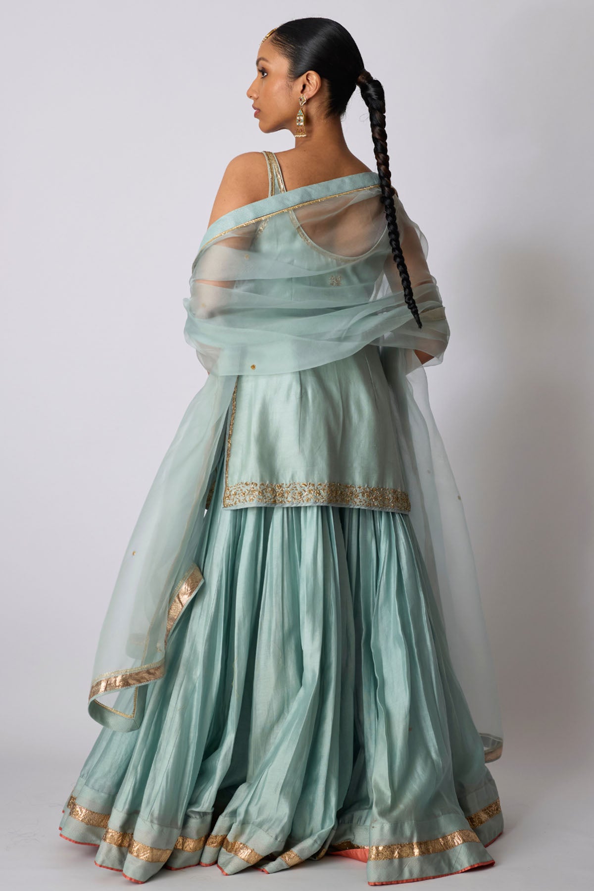 Soft Blue Zardozi Sharara Set