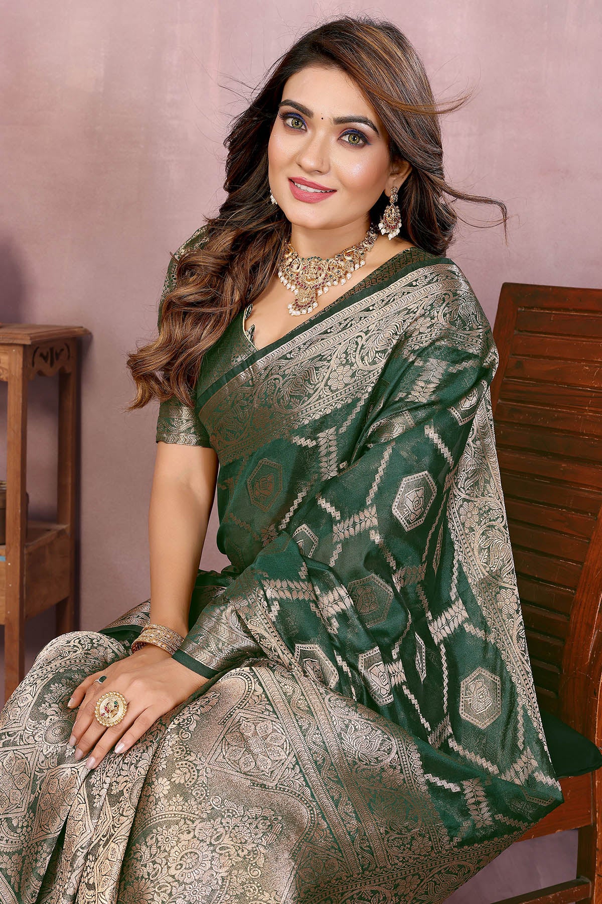 Soft Organza Fancy Green Saree