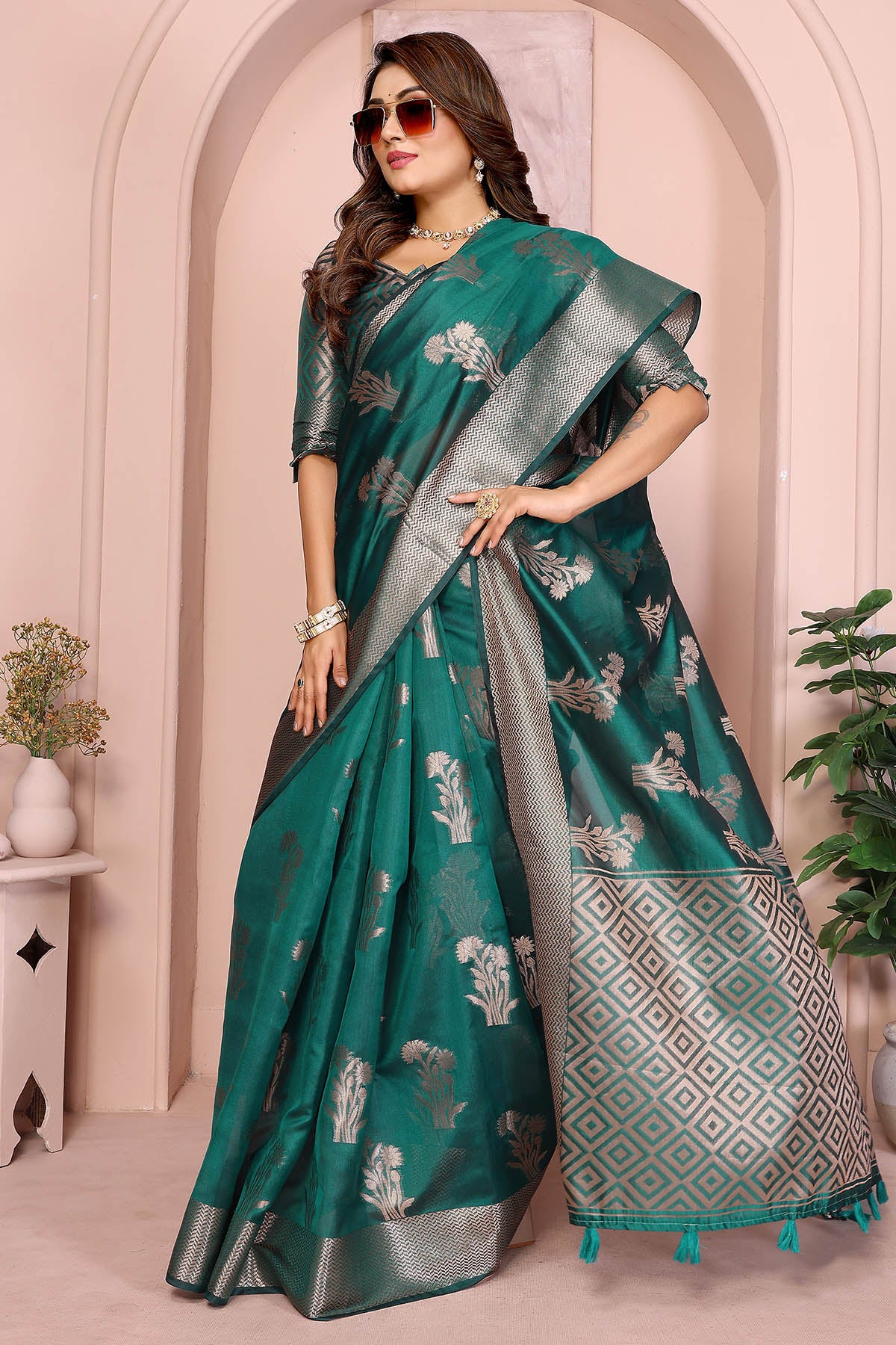Soft Organza Silk Green Saree