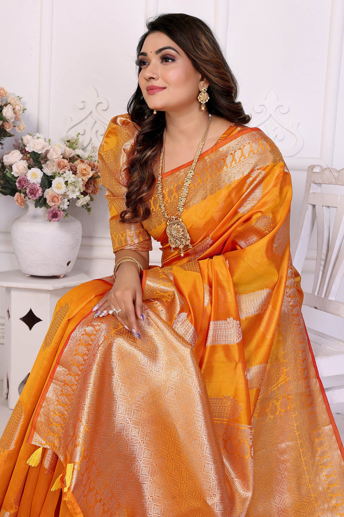 Soft Organza Silk Yellow Saree