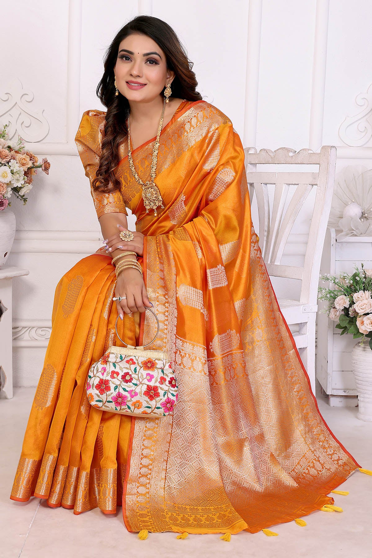 Soft Organza Silk Yellow Saree
